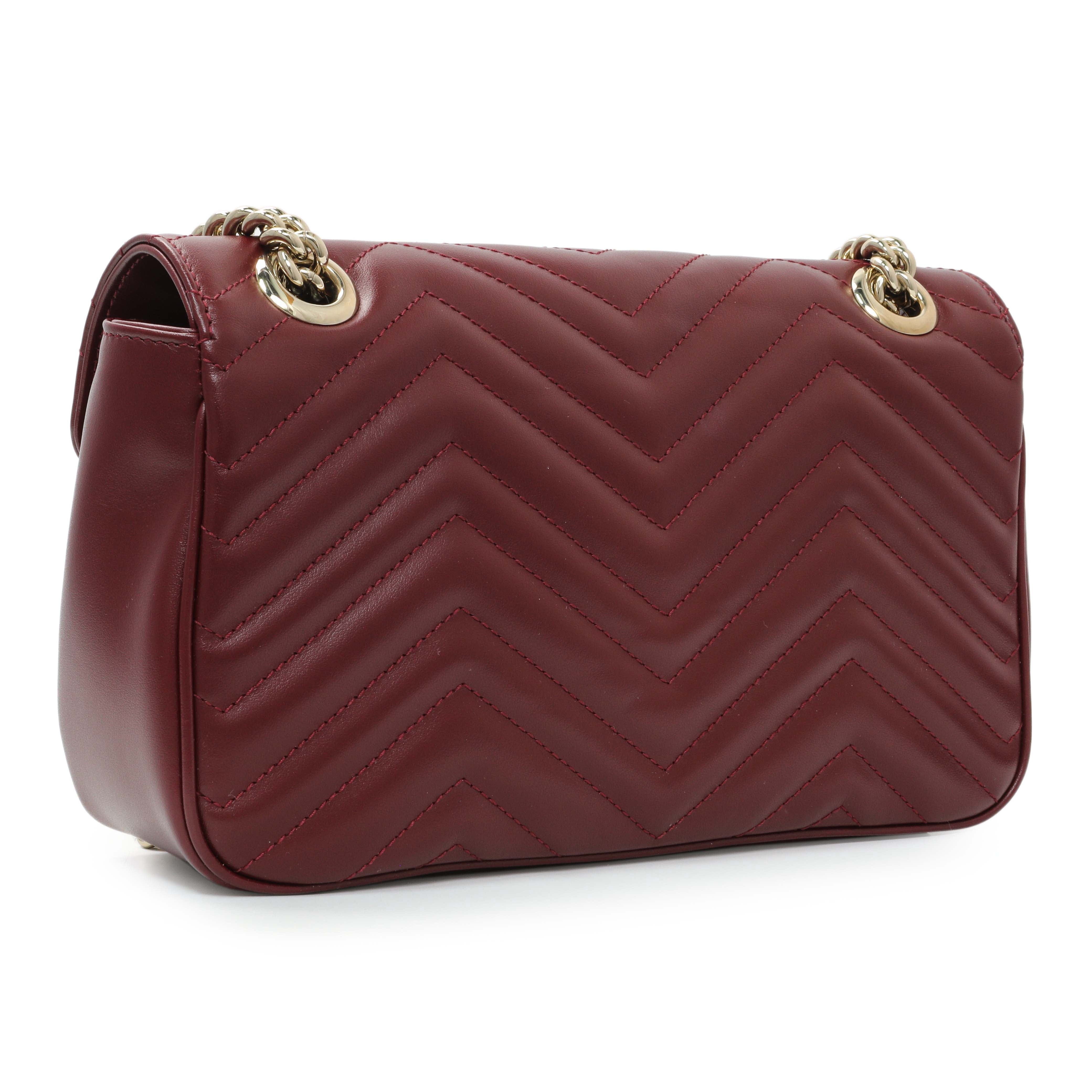 Gucci Rosso Ancora Red Calfskin Matelasse Medium GG Marmont Shoulder Bag