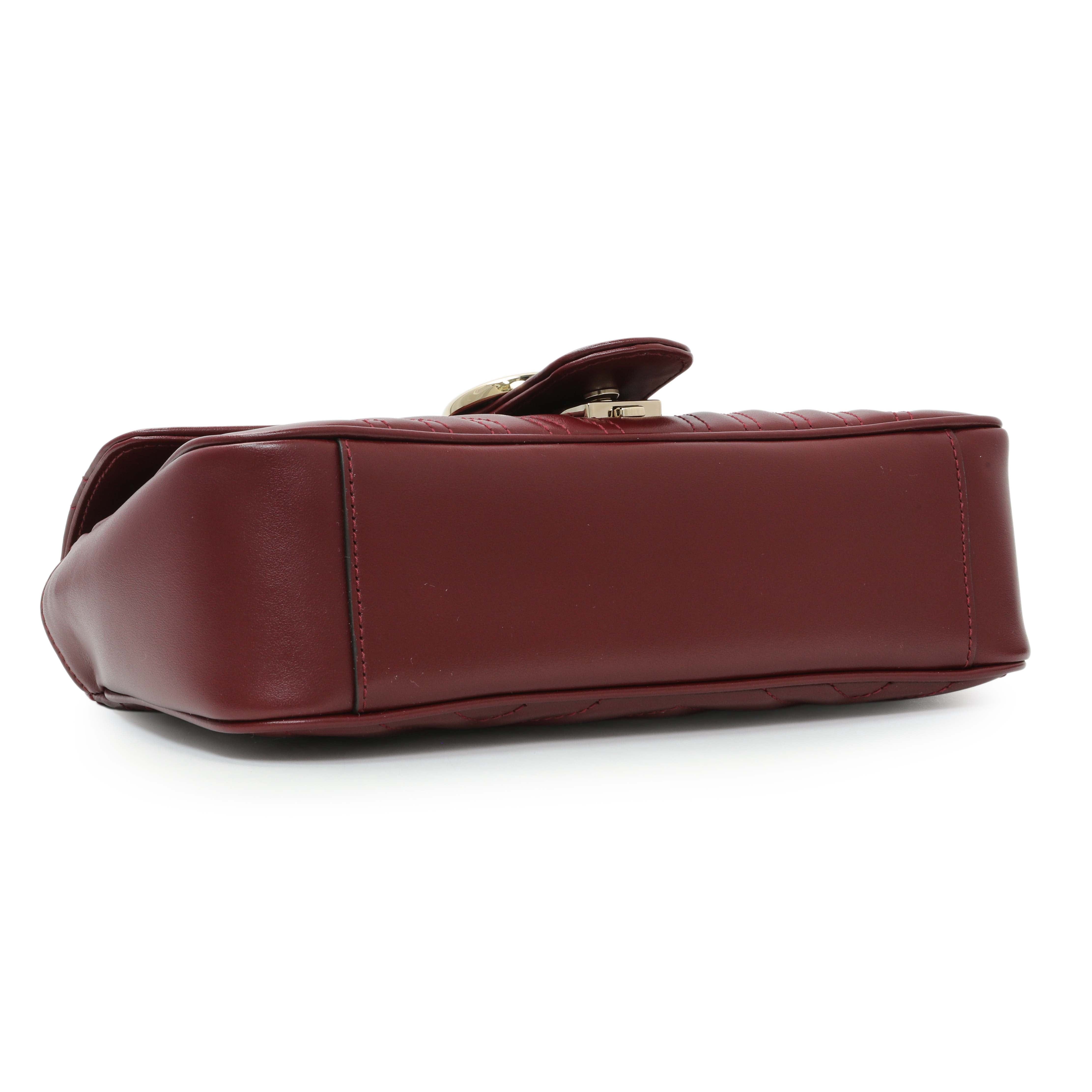 Gucci Rosso Ancora Red Calfskin Matelasse Medium GG Marmont Shoulder Bag