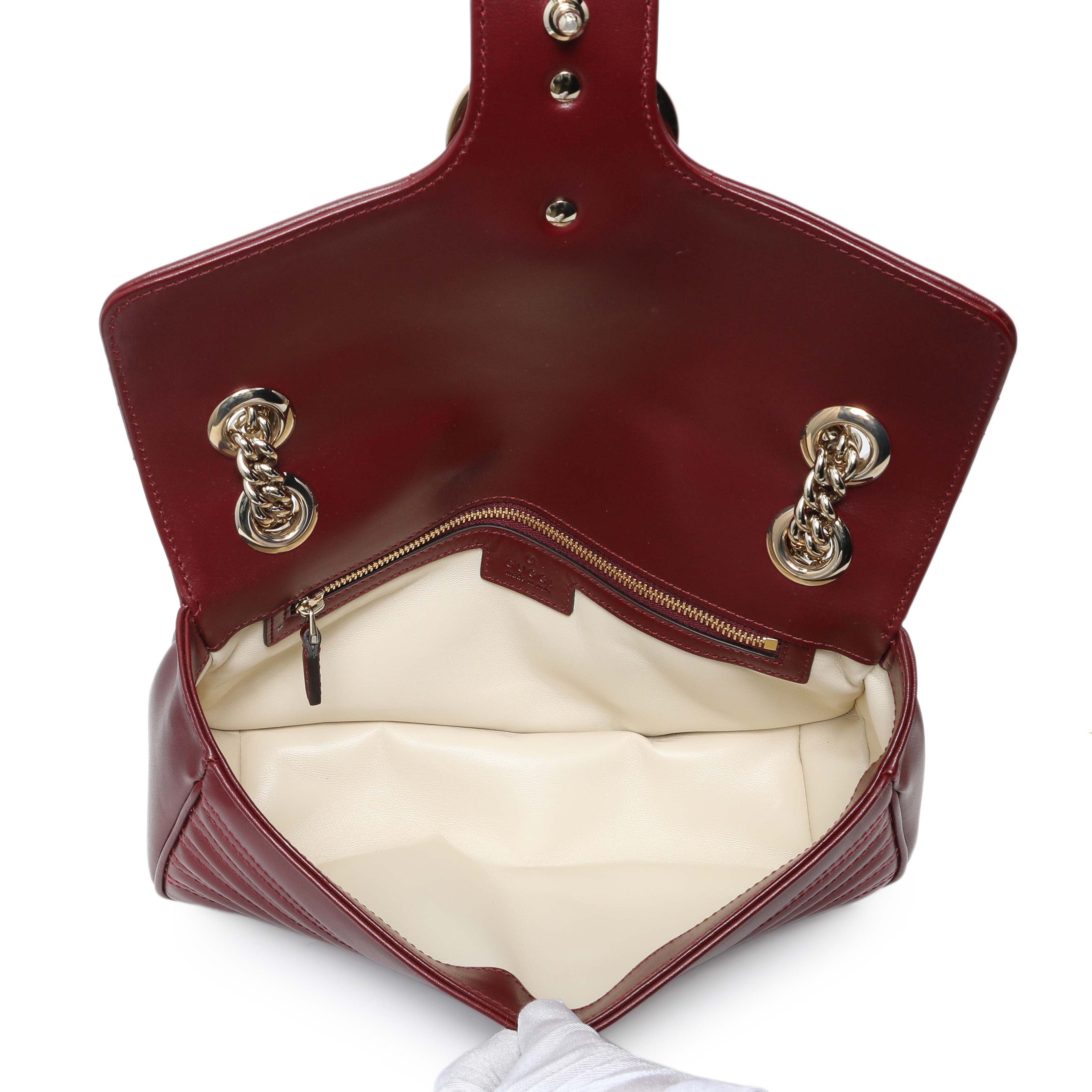 Gucci Rosso Ancora Red Calfskin Matelasse Medium GG Marmont Shoulder Bag