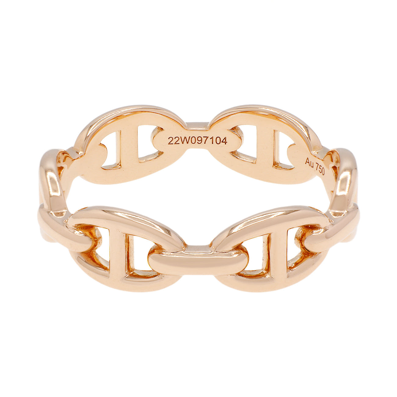 Hermes 18K Rose Gold PM Chaine d'Ancre Enchainee Ring