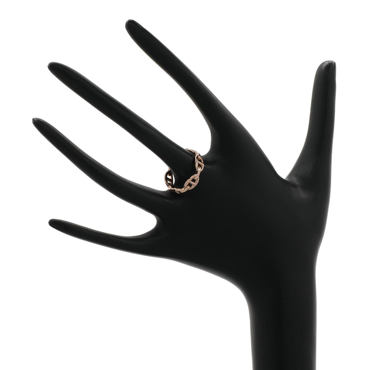 Hermes 18K Rose Gold PM Chaine d'Ancre Enchainee Ring