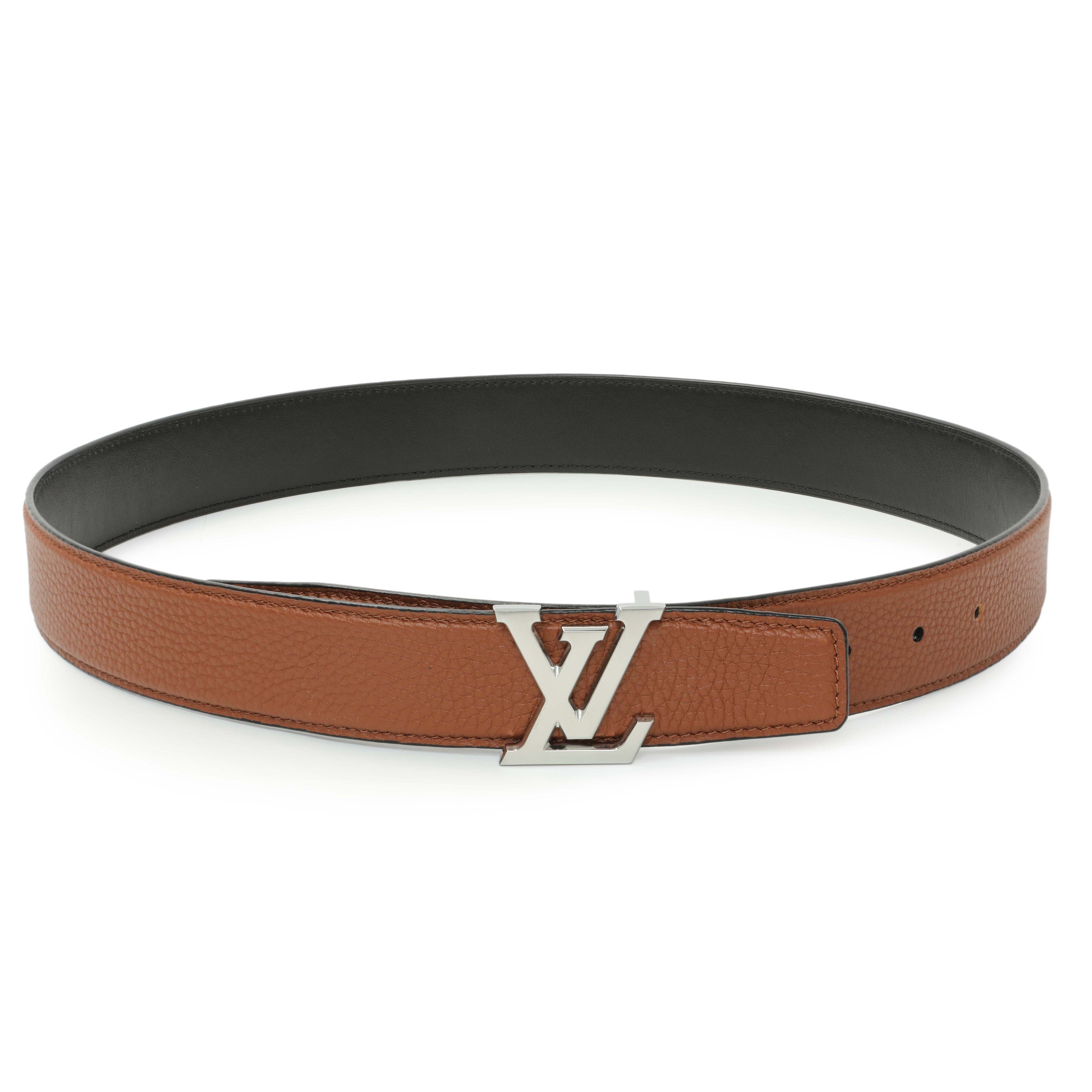 Louis Vuitton Black/Brown Calfskin 35mm Reversible Initiales Belt