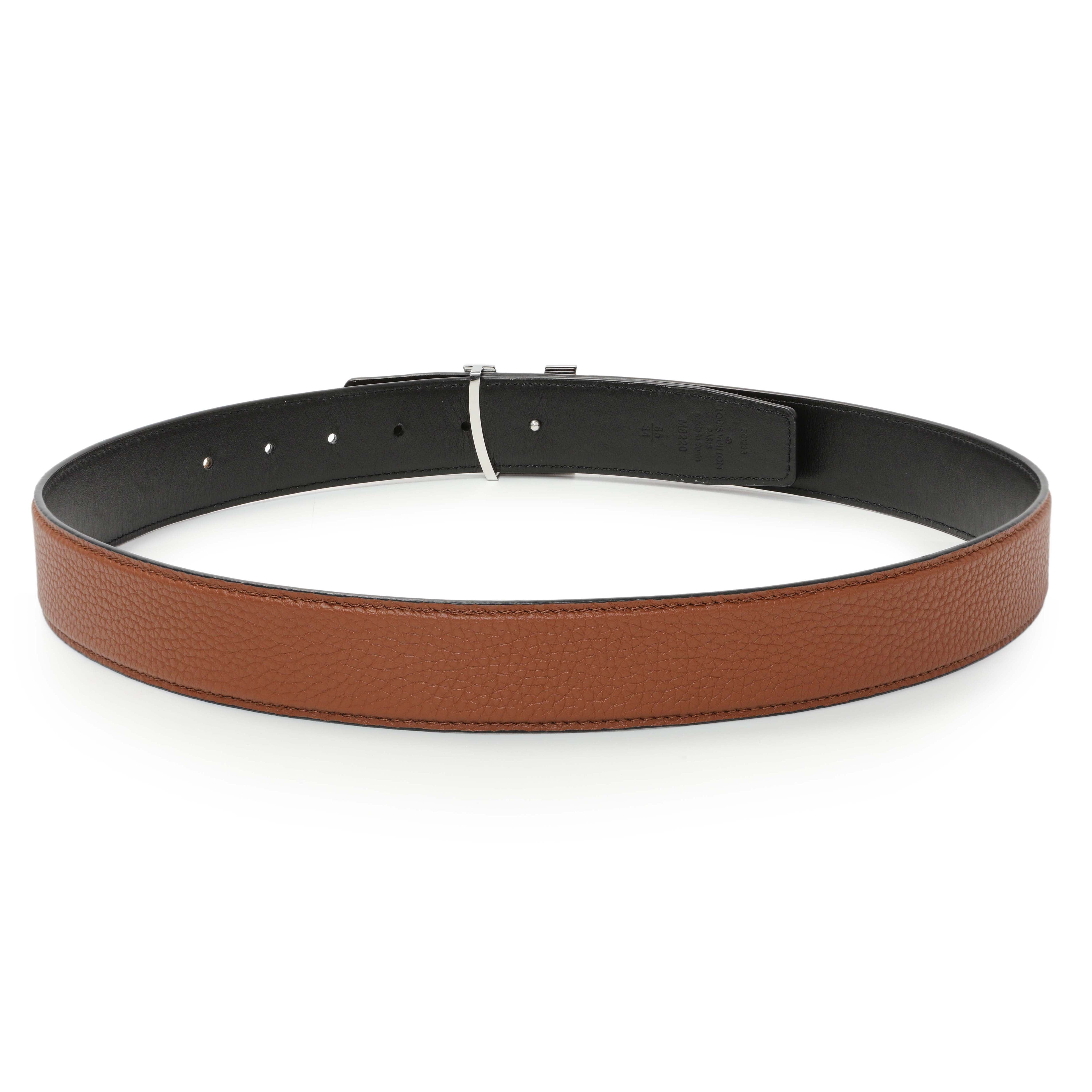 Louis Vuitton Black/Brown Calfskin 35mm Reversible Initiales Belt