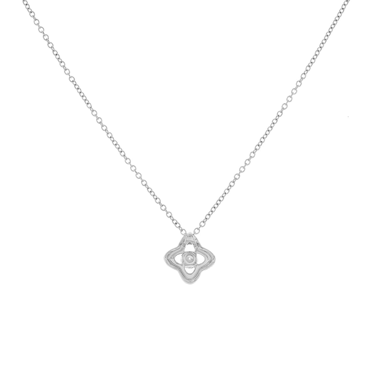 David Yurman 18K White Gold Diamond Venetian Quatrefoil Pendant Necklace