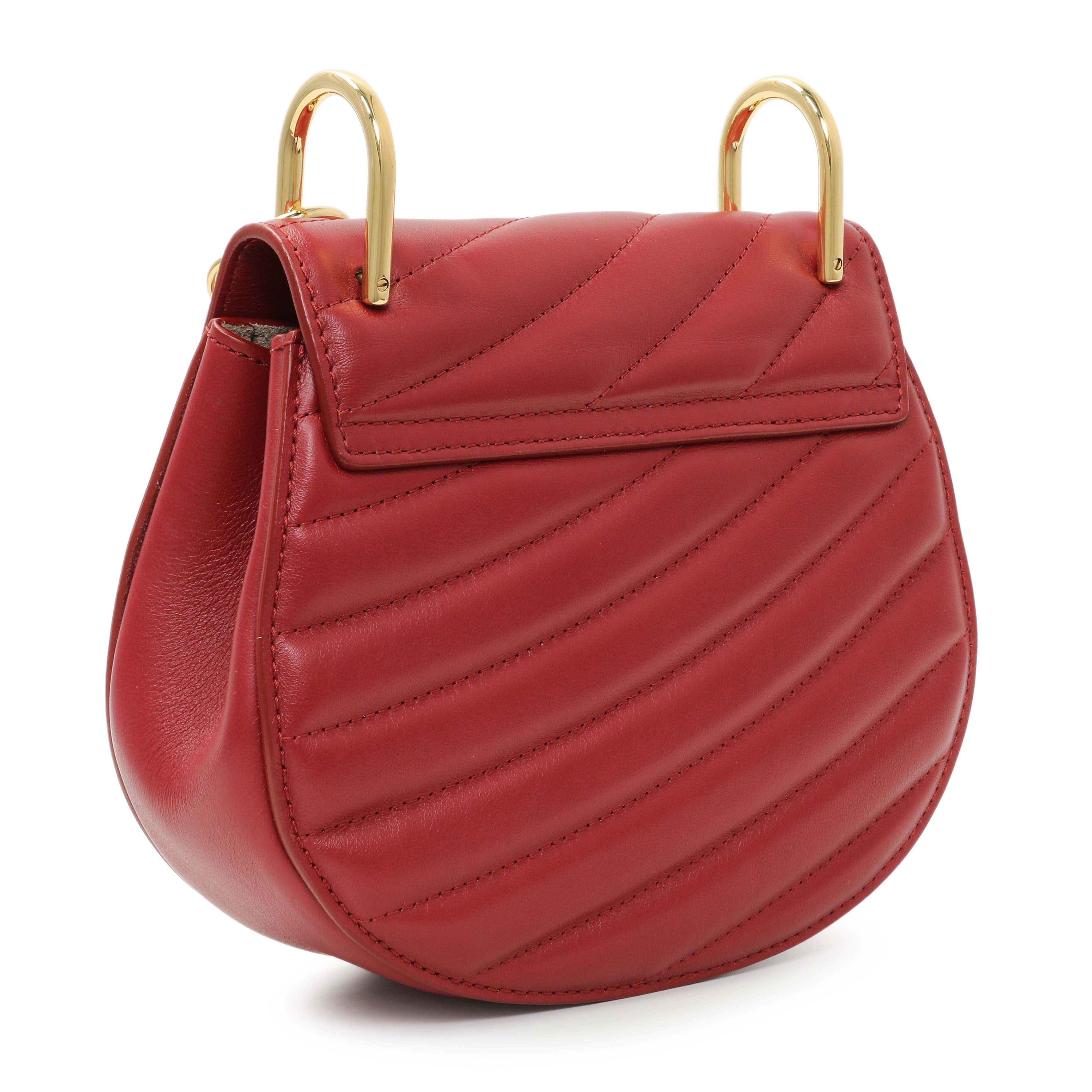 Chloe Red Calfskin Quilted Mini Drew Bijou Shoulder Bag