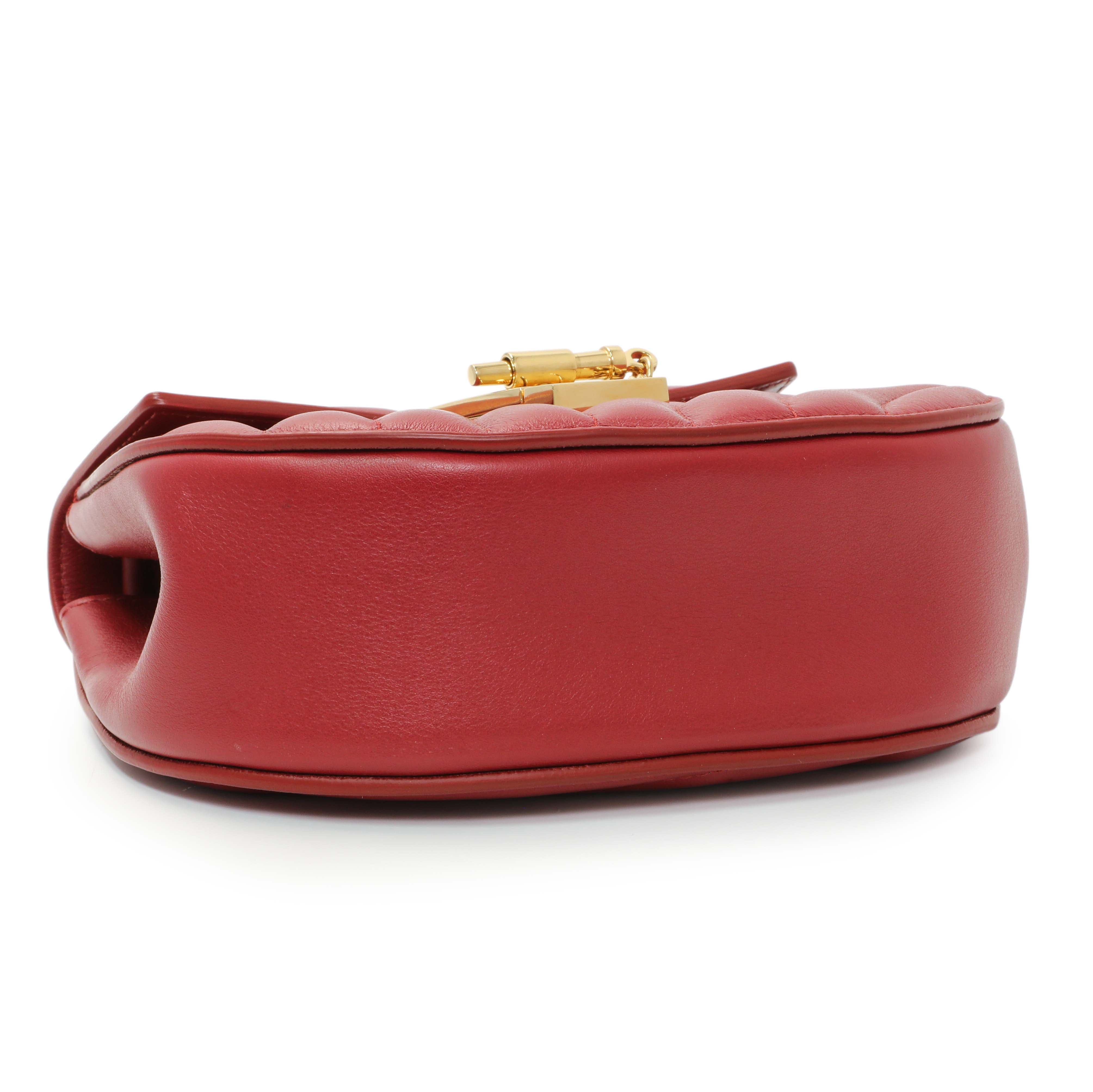 Chloe Red Calfskin Quilted Mini Drew Bijou Shoulder Bag