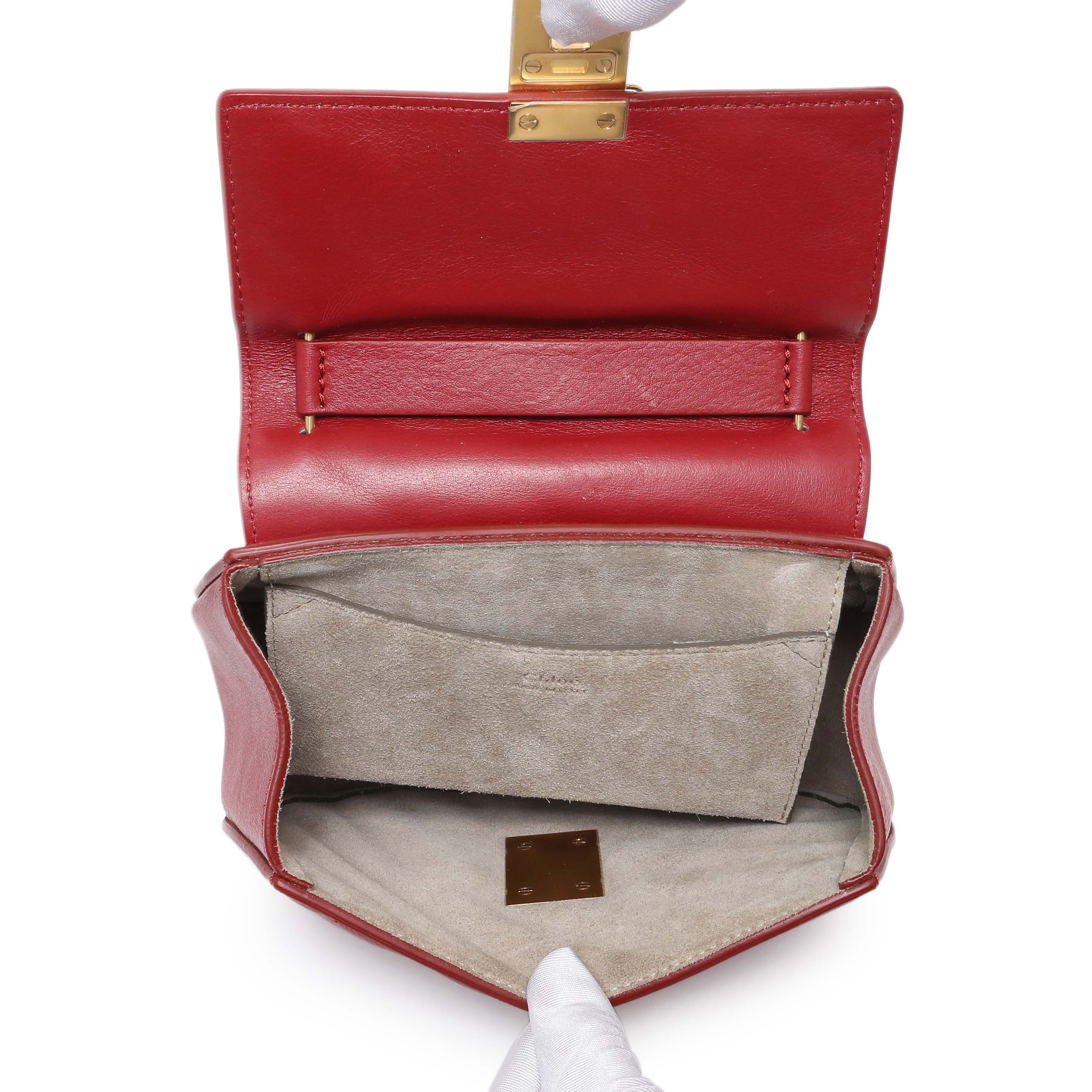 Chloe Red Calfskin Quilted Mini Drew Bijou Shoulder Bag