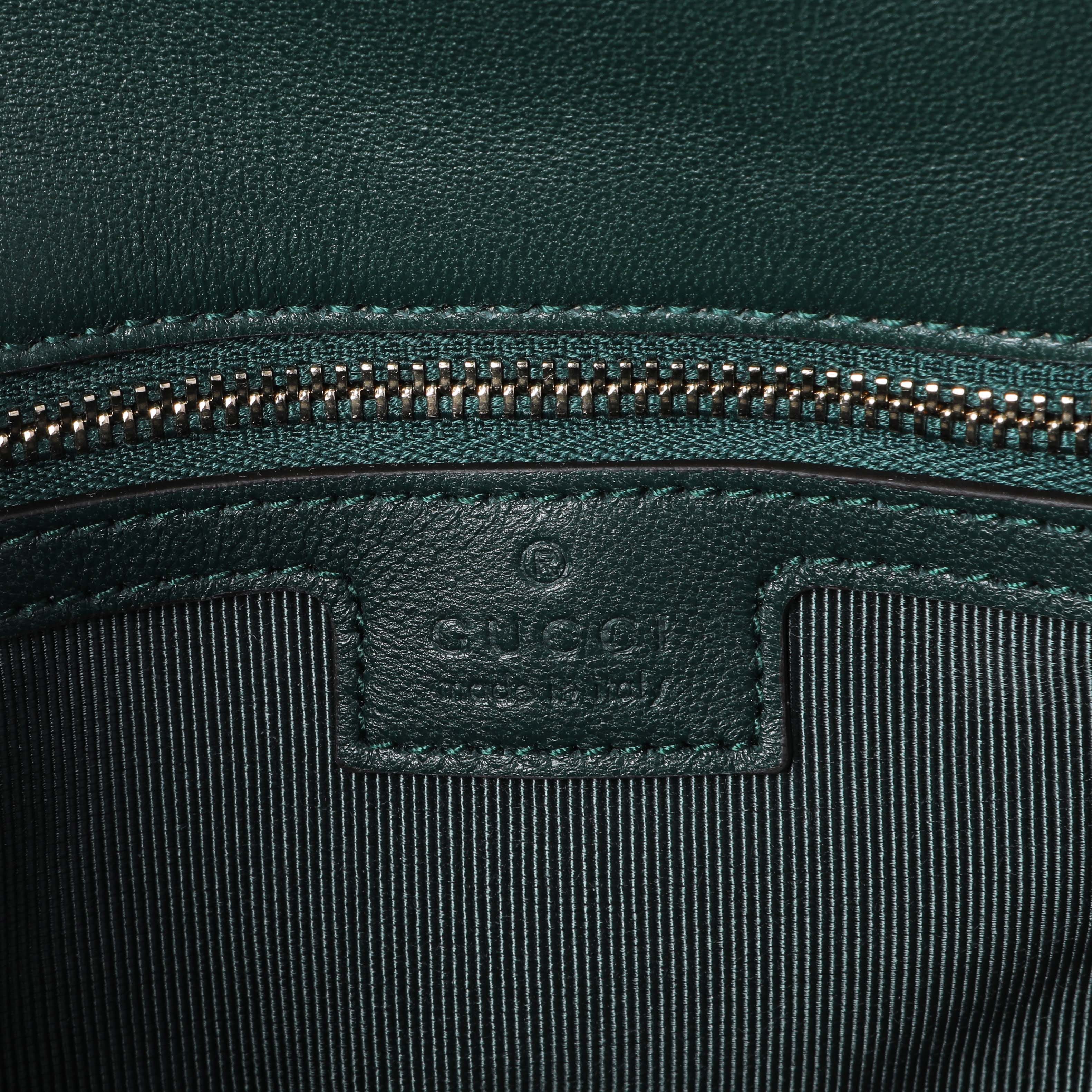 Gucci Green Calfskin Matelasse Medium GG Marmont Shoulder Bag NM