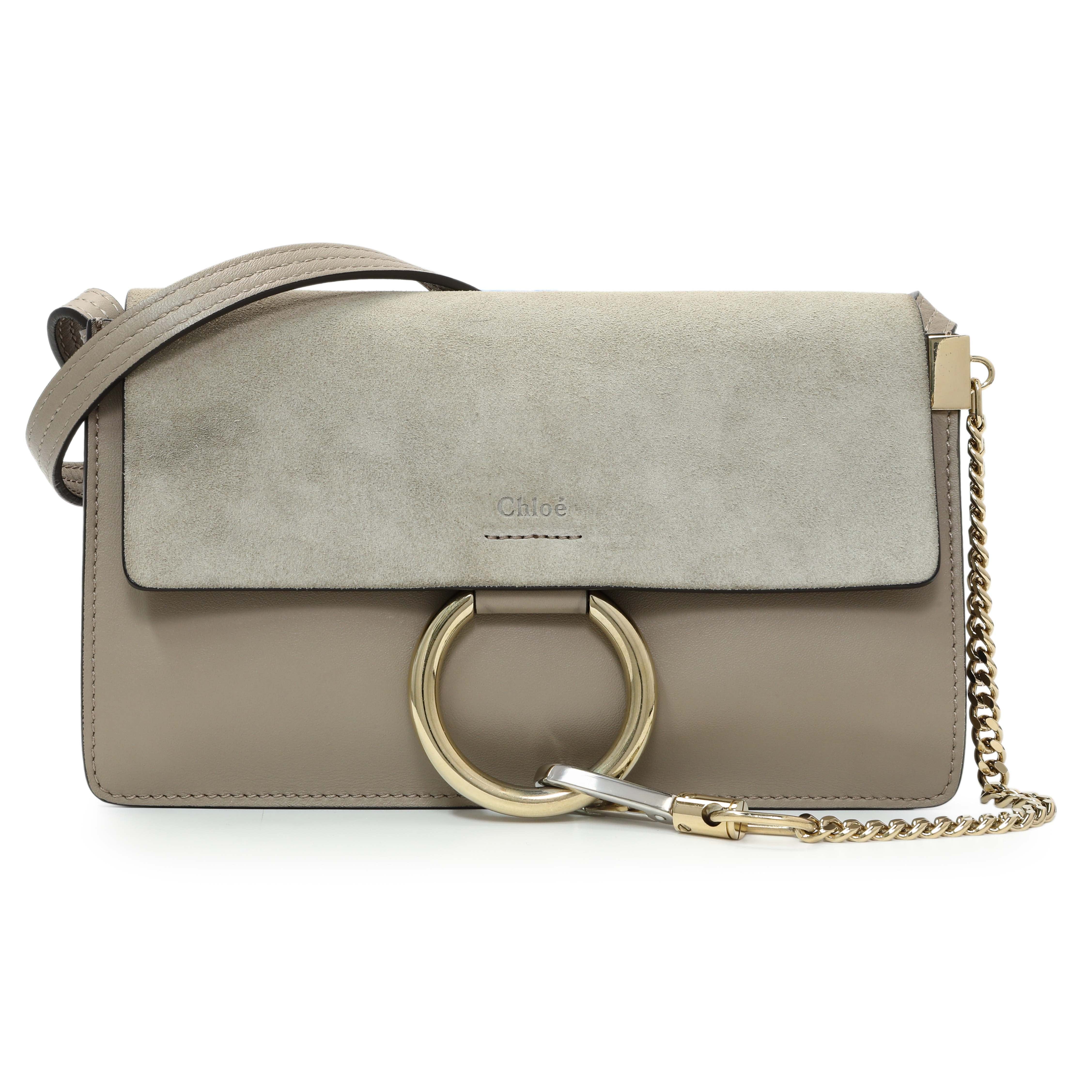 Chloe Grey Suede Calfskin Mini Faye Shoulder Bag