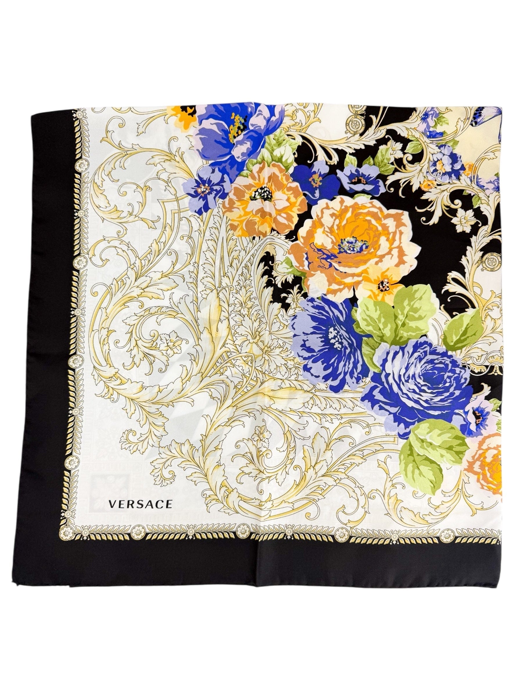 Versace Silk Baroque Butterfly Motif Scarf
