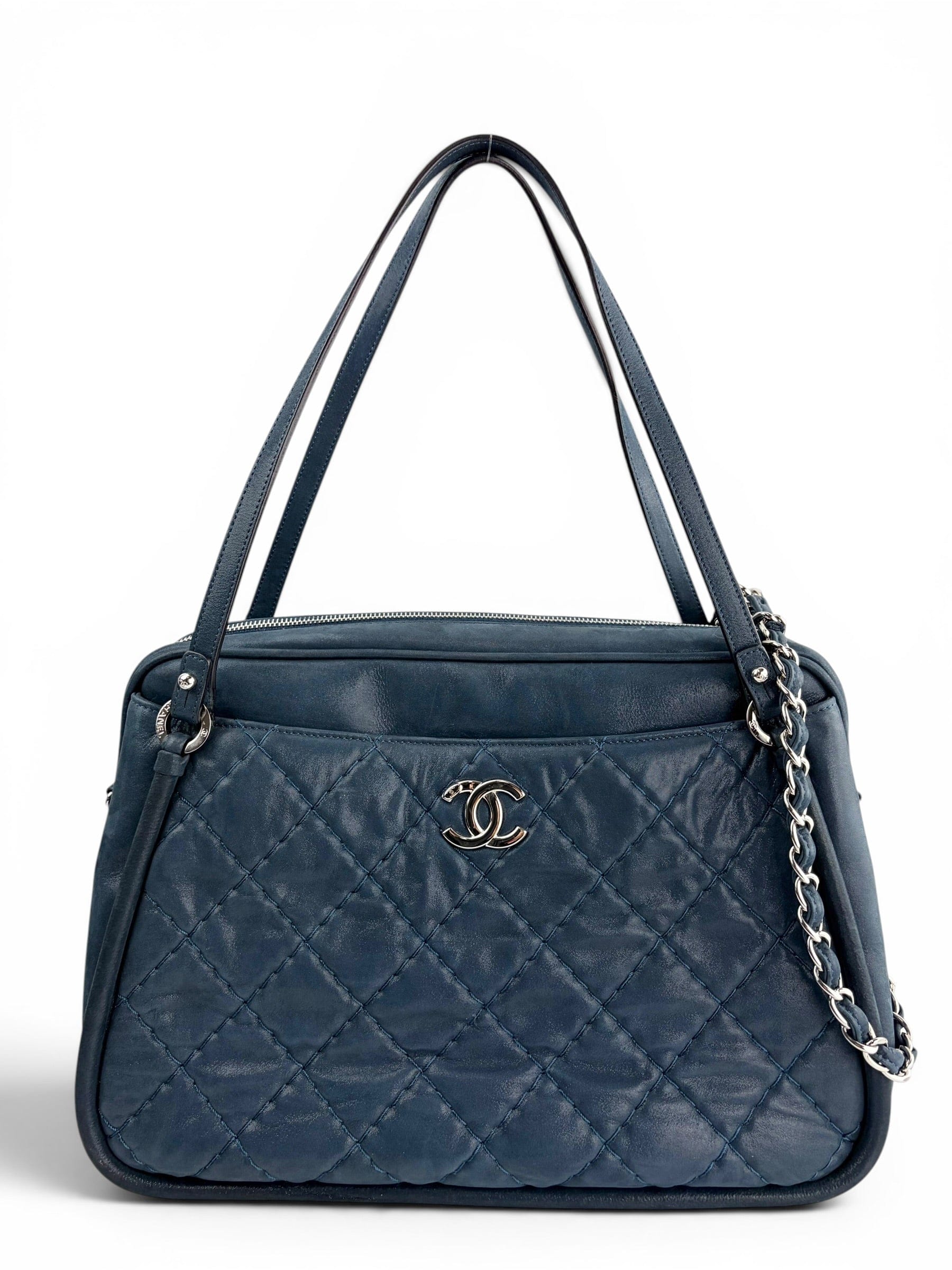 Chanel Navy Leather Relax CC Camera Shoulder Bag