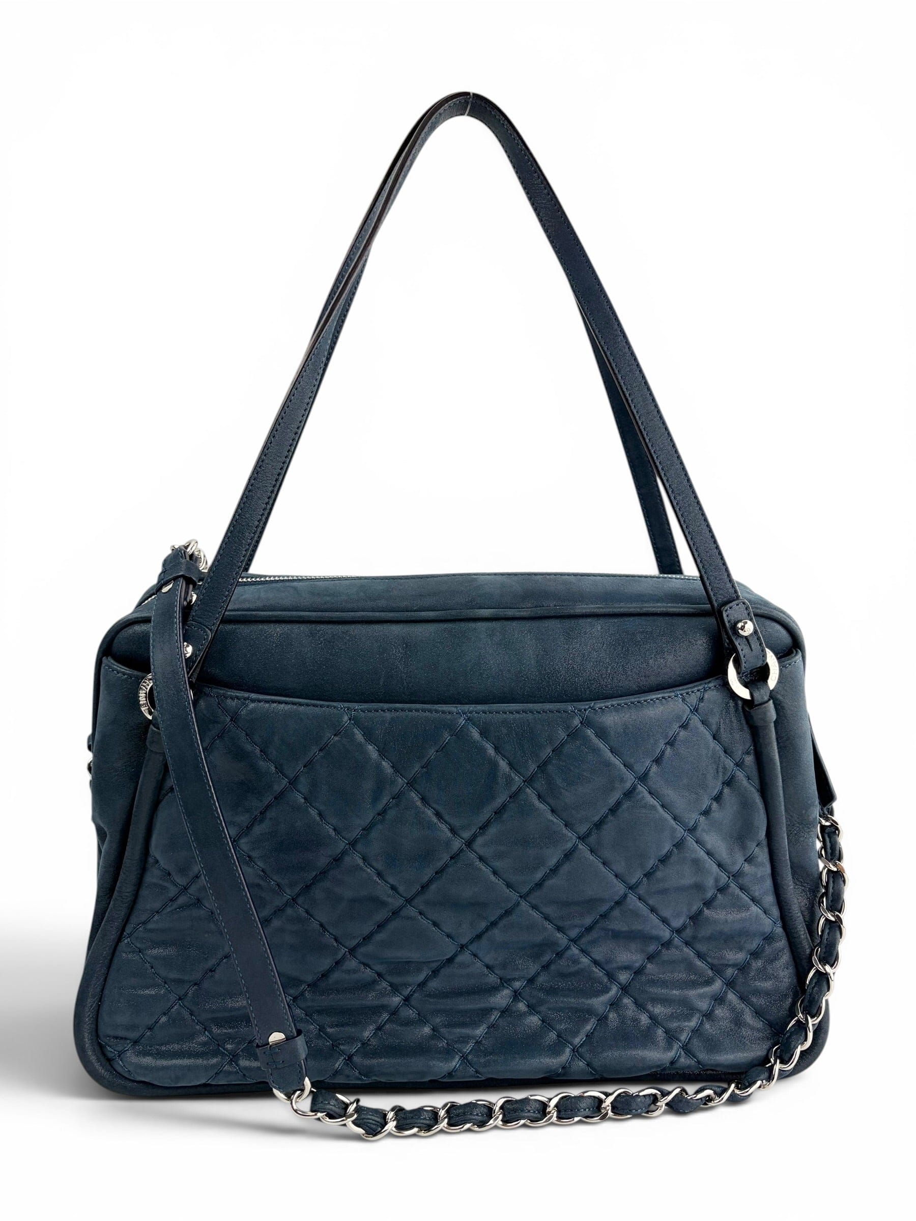 Chanel Navy Leather Relax CC Camera Shoulder Bag
