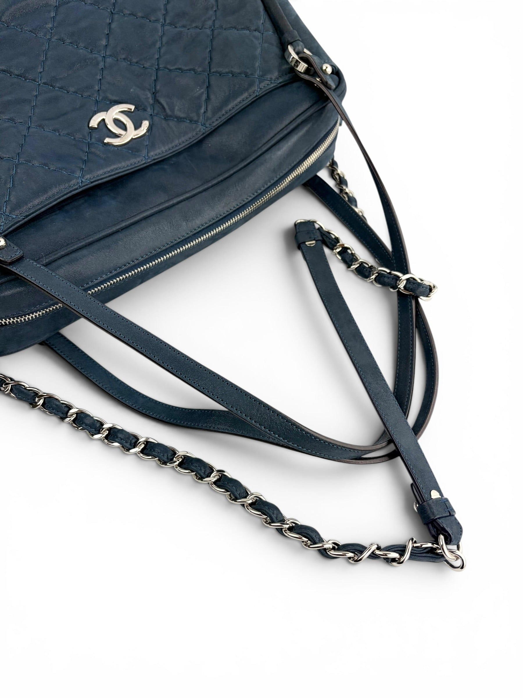 Chanel Navy Leather Relax CC Camera Shoulder Bag