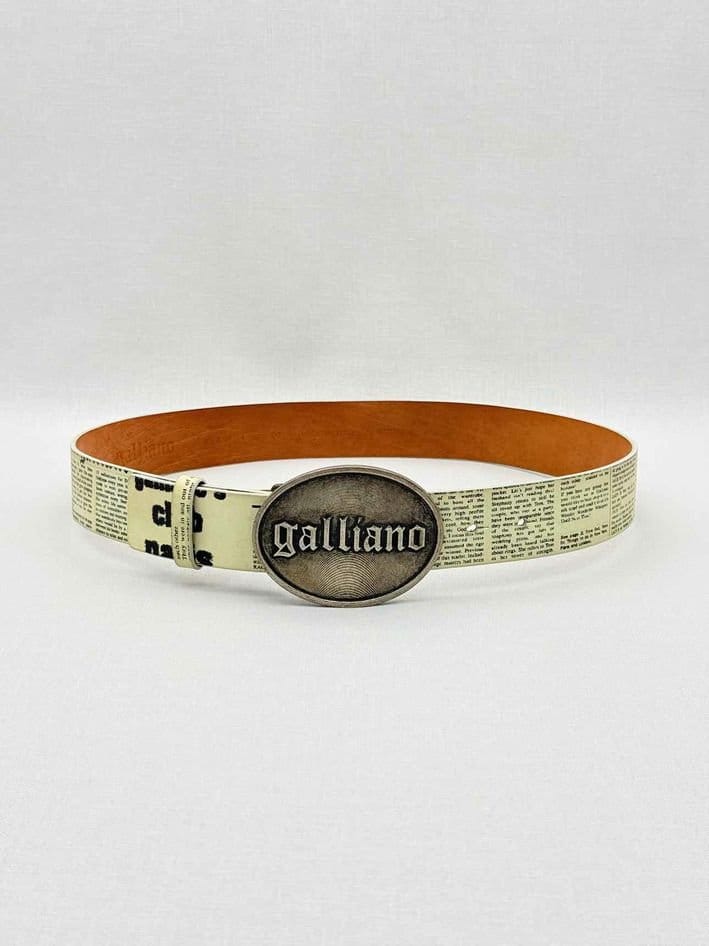 JOHN GALLIANO Off-white & Black Newspaper Print Belt