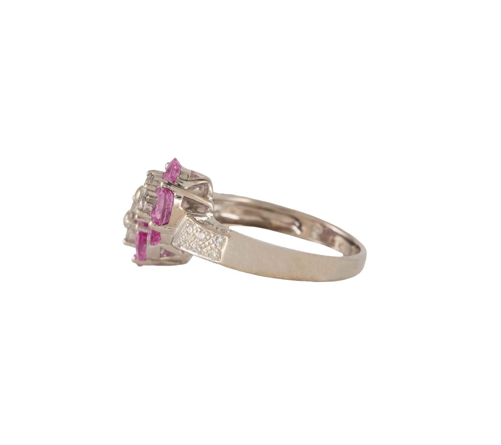 Le Vian 5.60ctw Pink Sapphire and 0.20ctw Diamond Flower Bypass Ring in 14K