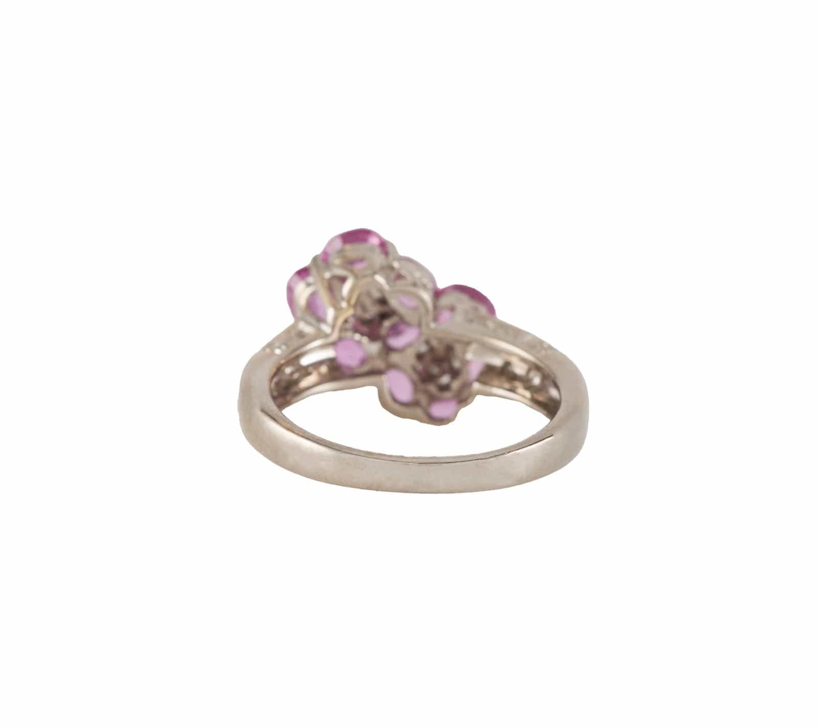 Le Vian 5.60ctw Pink Sapphire and 0.20ctw Diamond Flower Bypass Ring in 14K