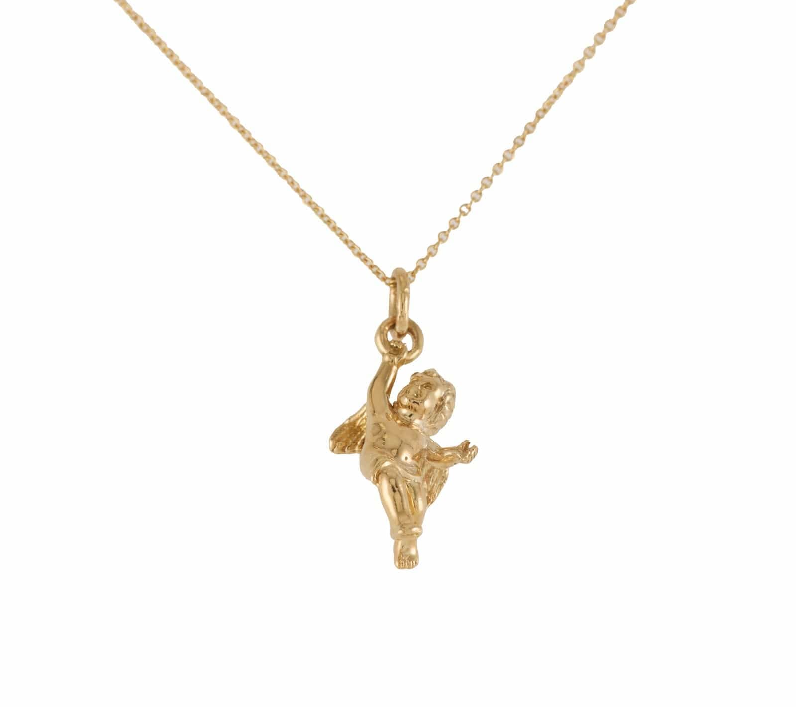 Tiffany & Co. Cherub Angel Pendant Necklace in 18K