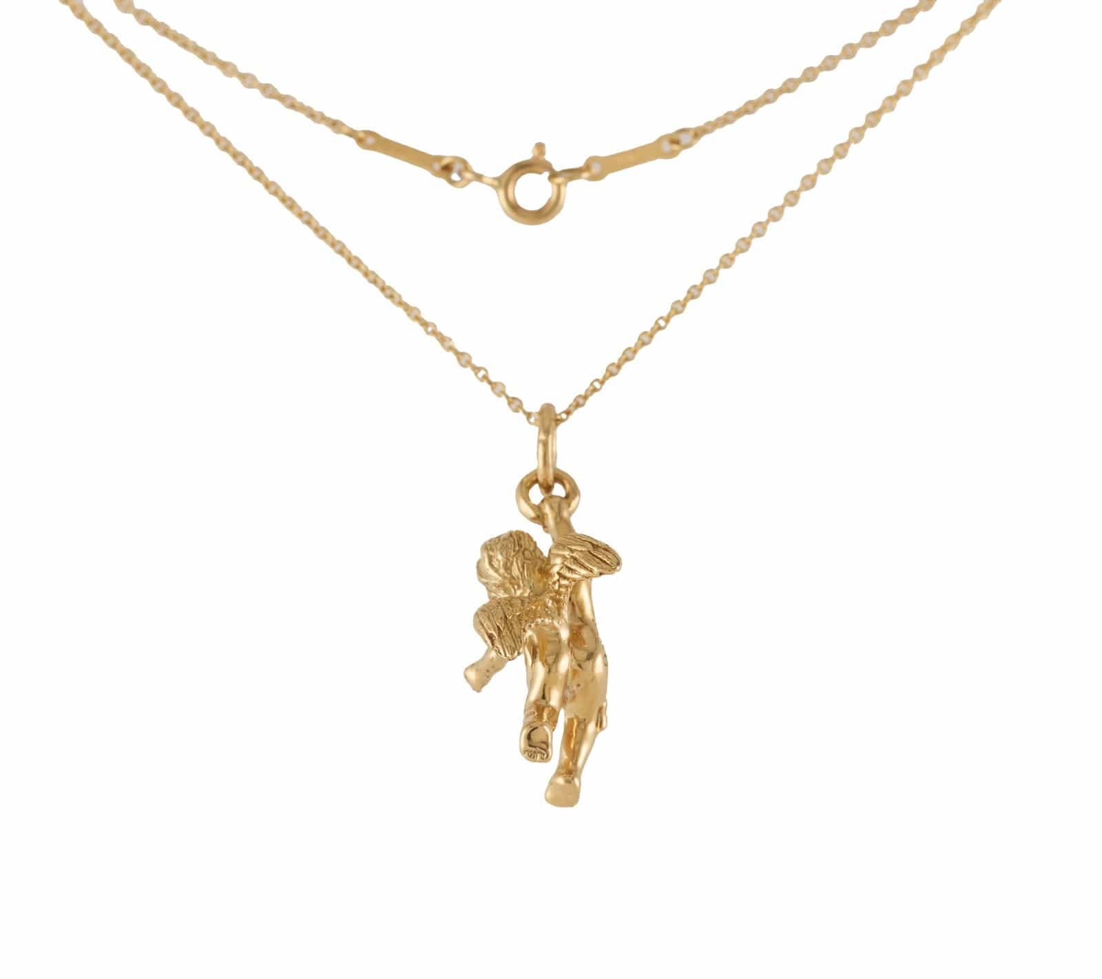 Tiffany & Co. Cherub Angel Pendant Necklace in 18K