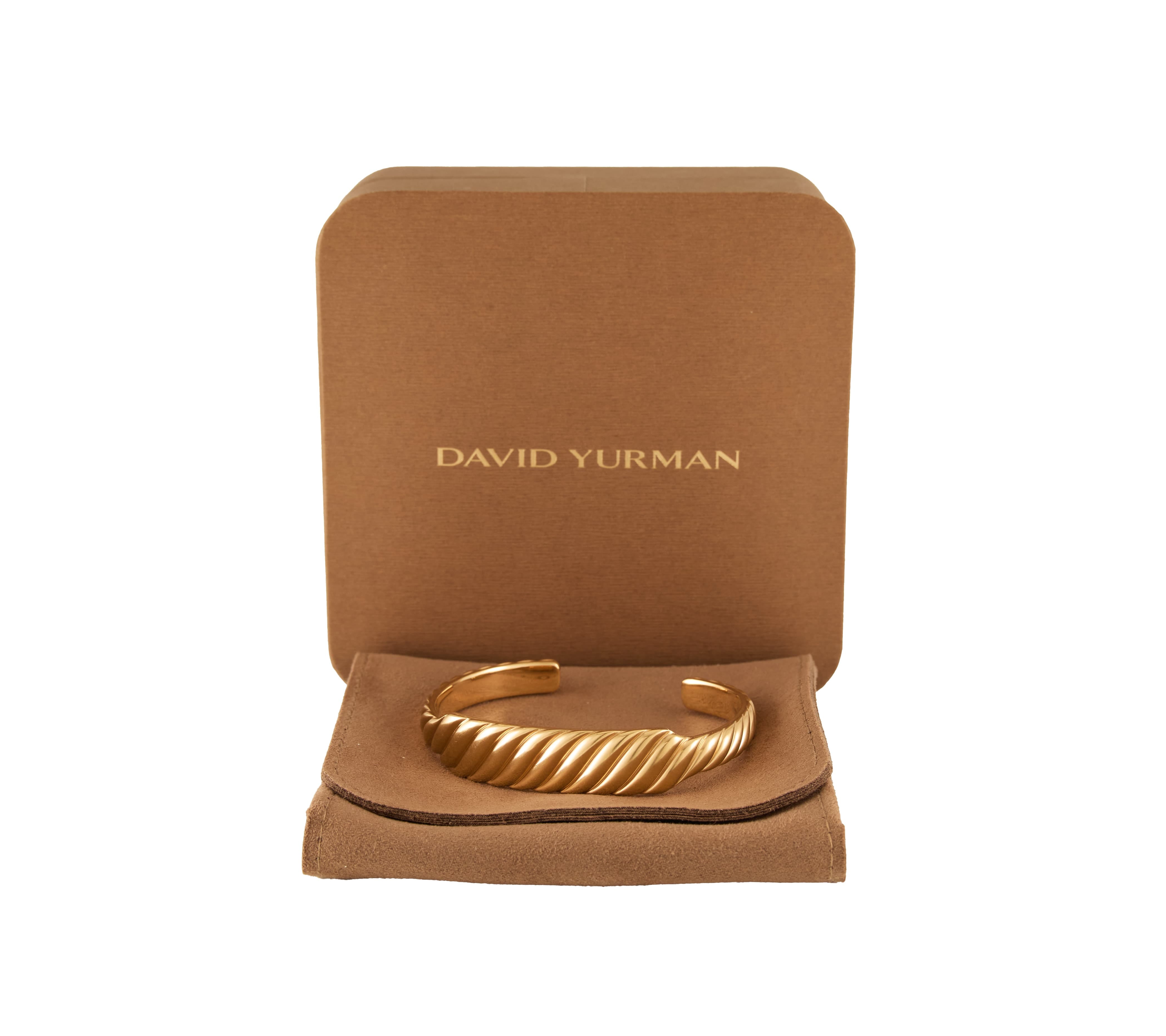 David Yurman Sculpted Cable Contour Cuff Bracelet in 18K W/Box