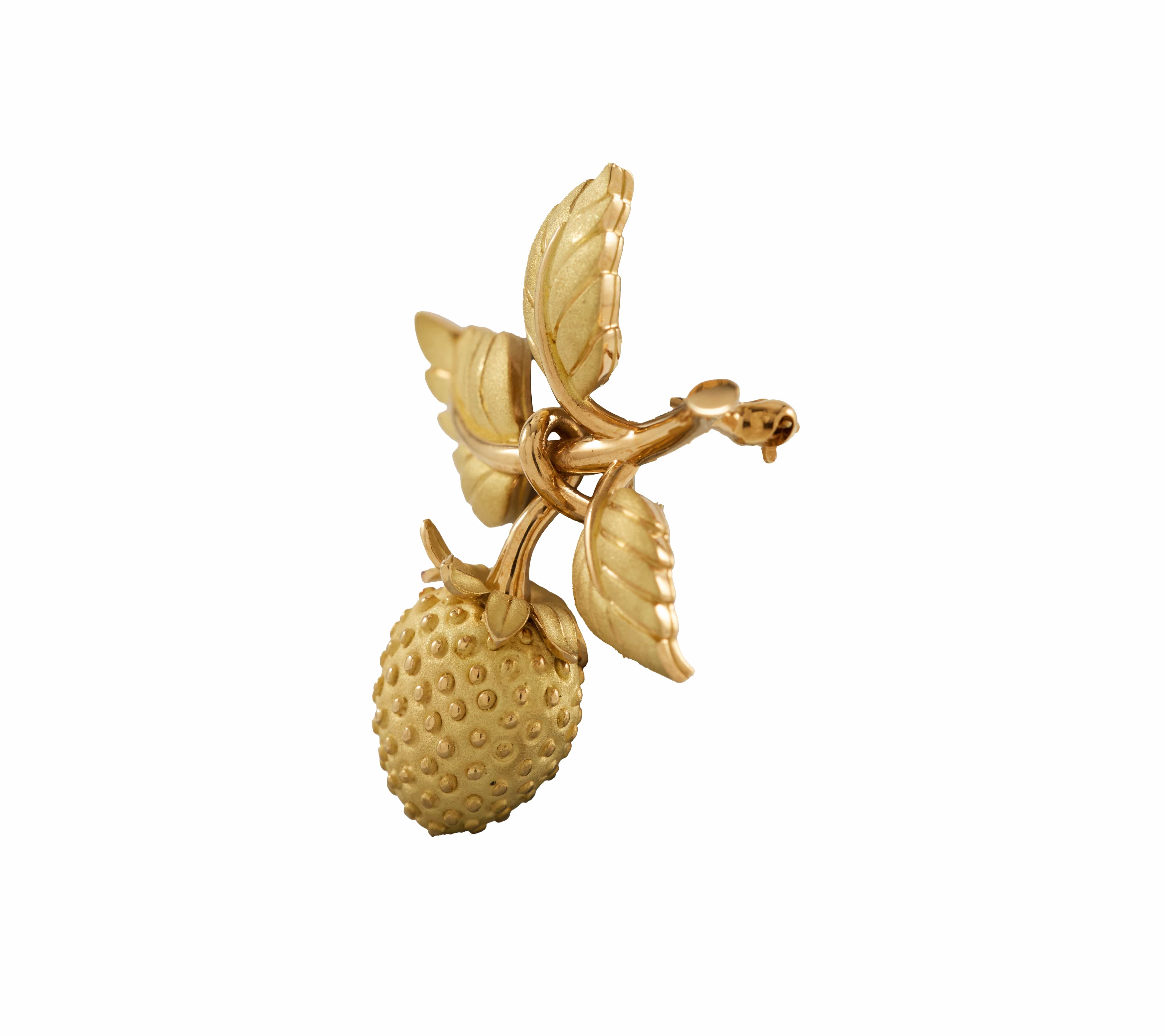 Tiffany & Co. Strawberry and Leaf Brooch in 18K
