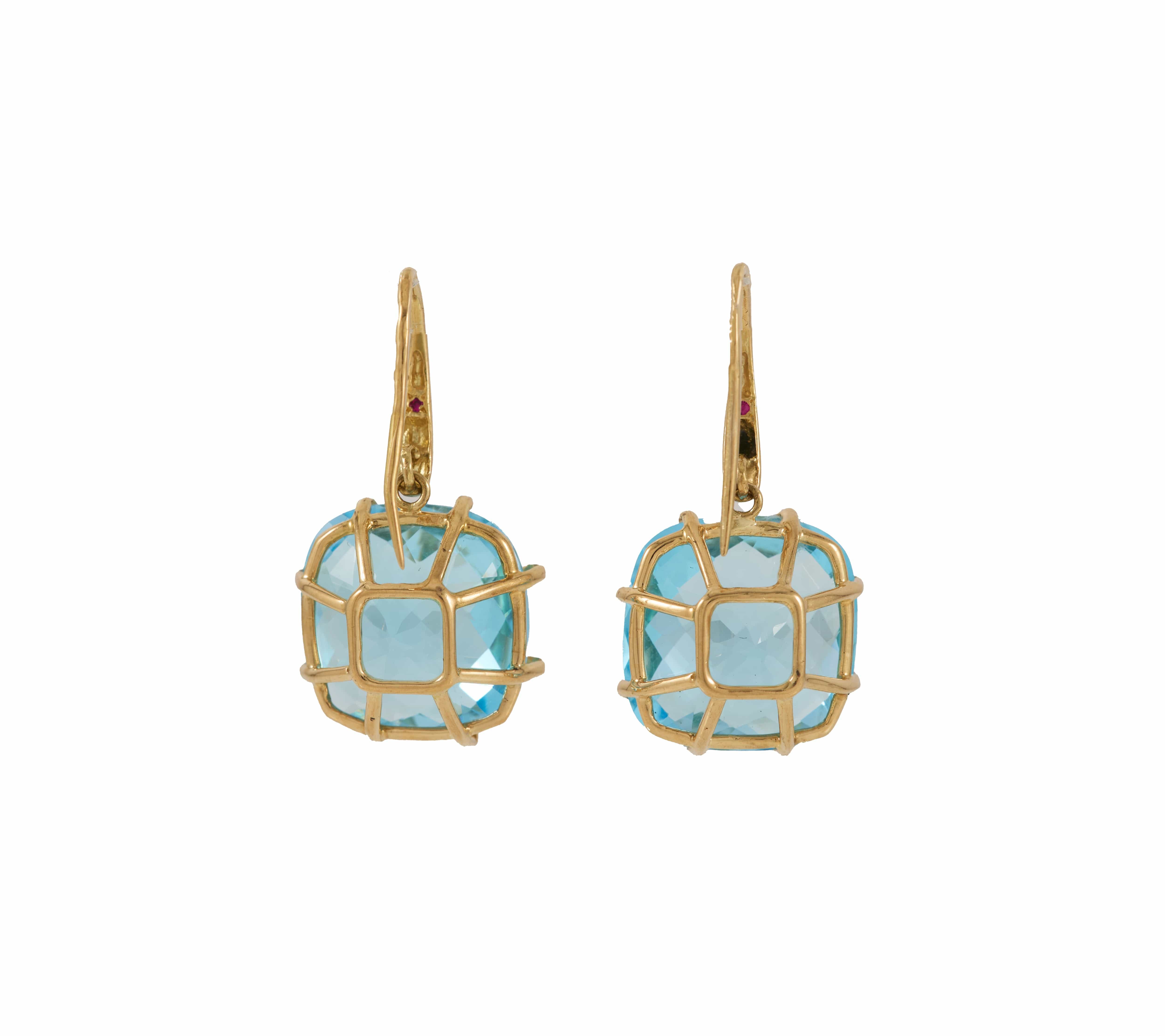 Roberto Coin Blue Topaz Dangle Earrings in 18K