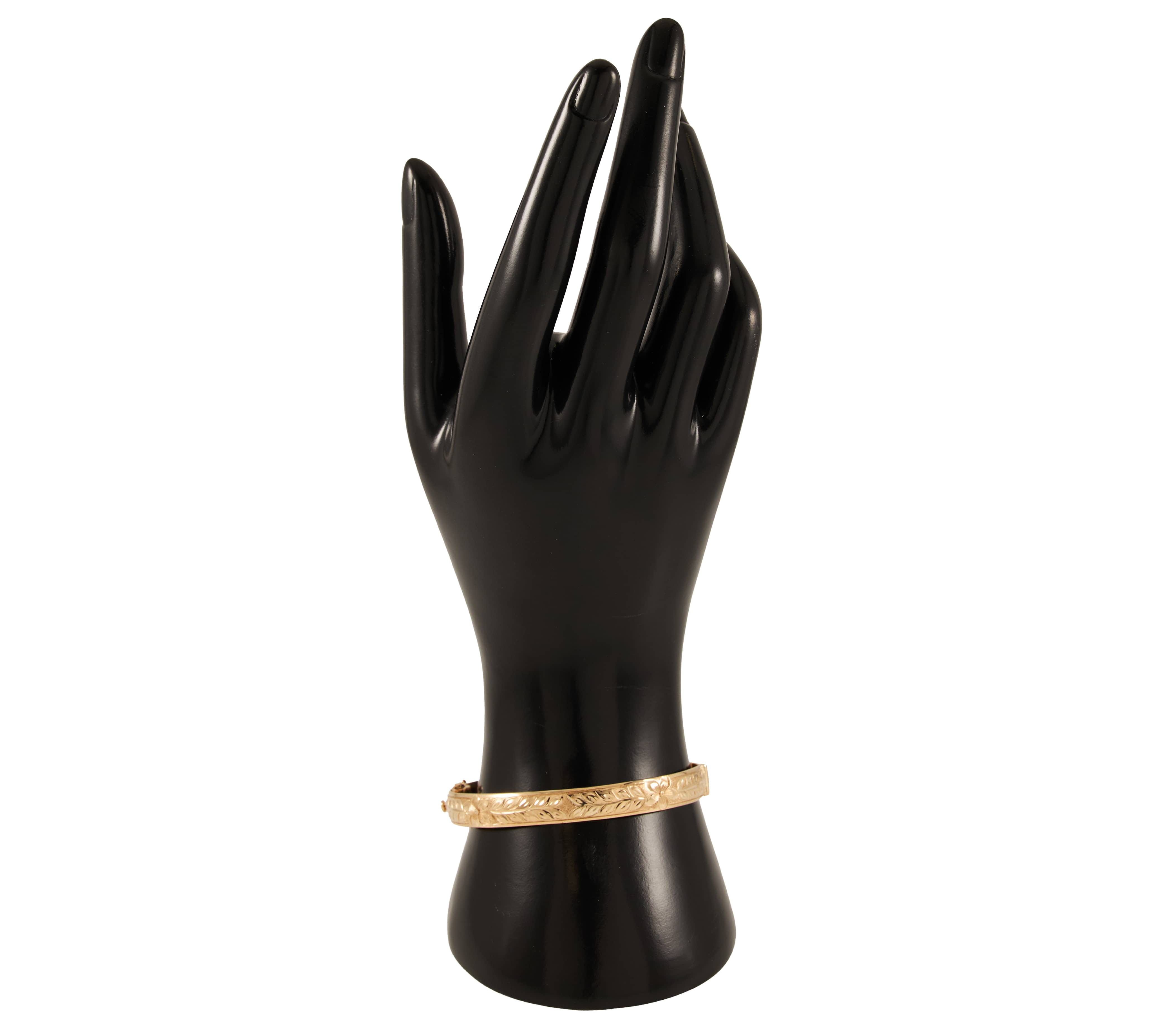 Na Hoku Polished Plumeria Engraved Bangle Bracelet in 14K