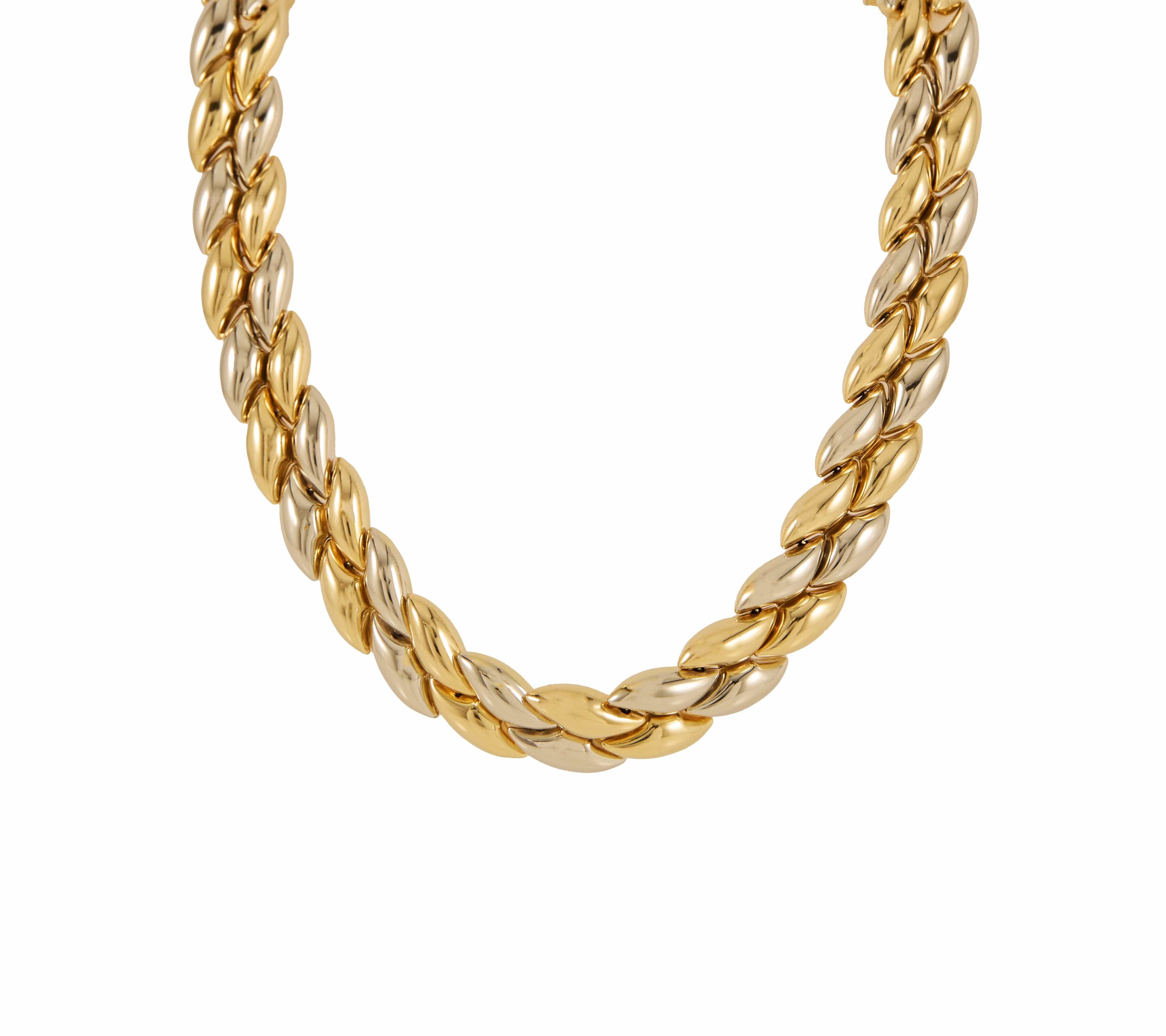 Chimento Two Tone Puffed Reversible Collar Necklace in 18K