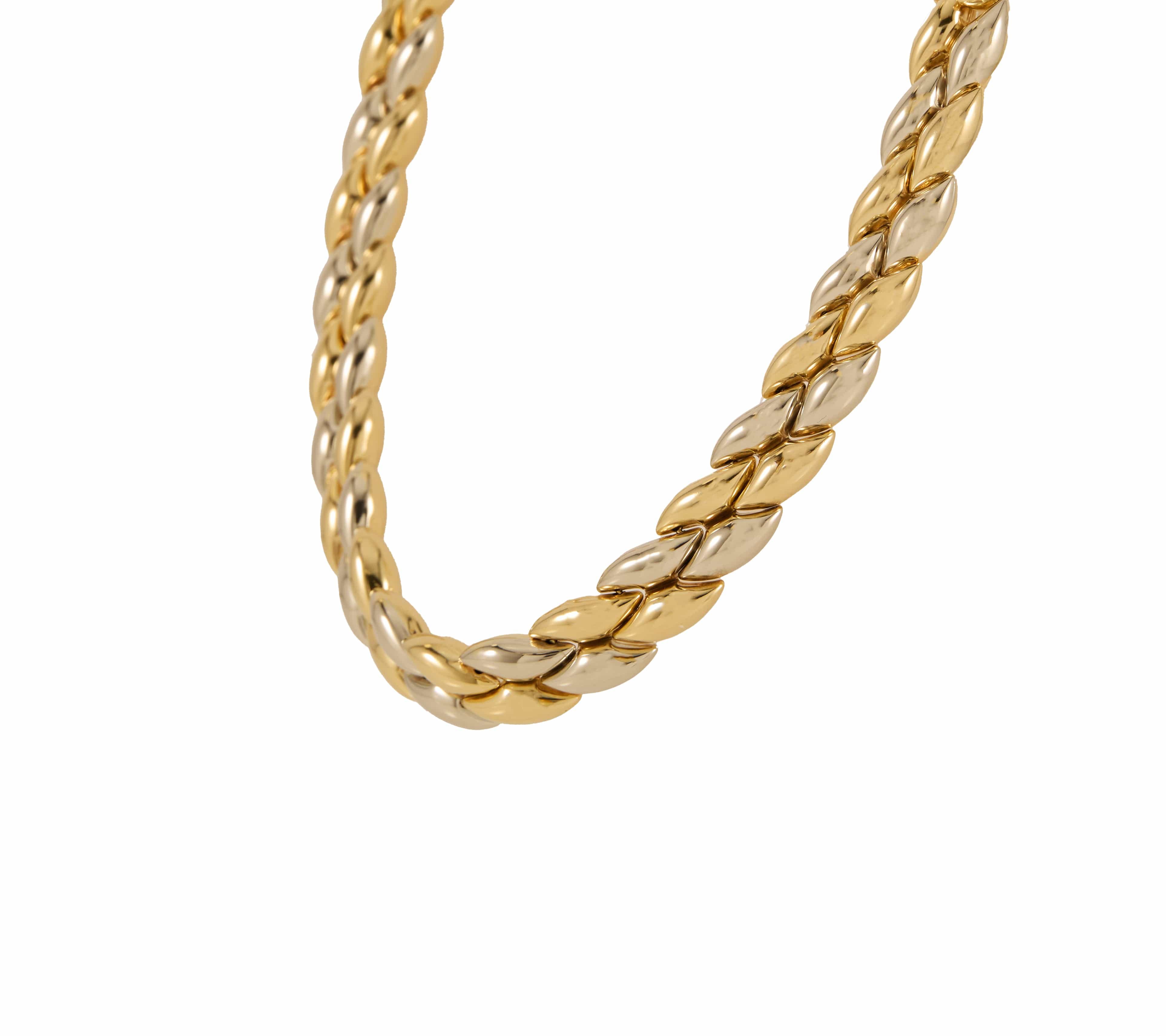 Chimento Two Tone Puffed Reversible Collar Necklace in 18K
