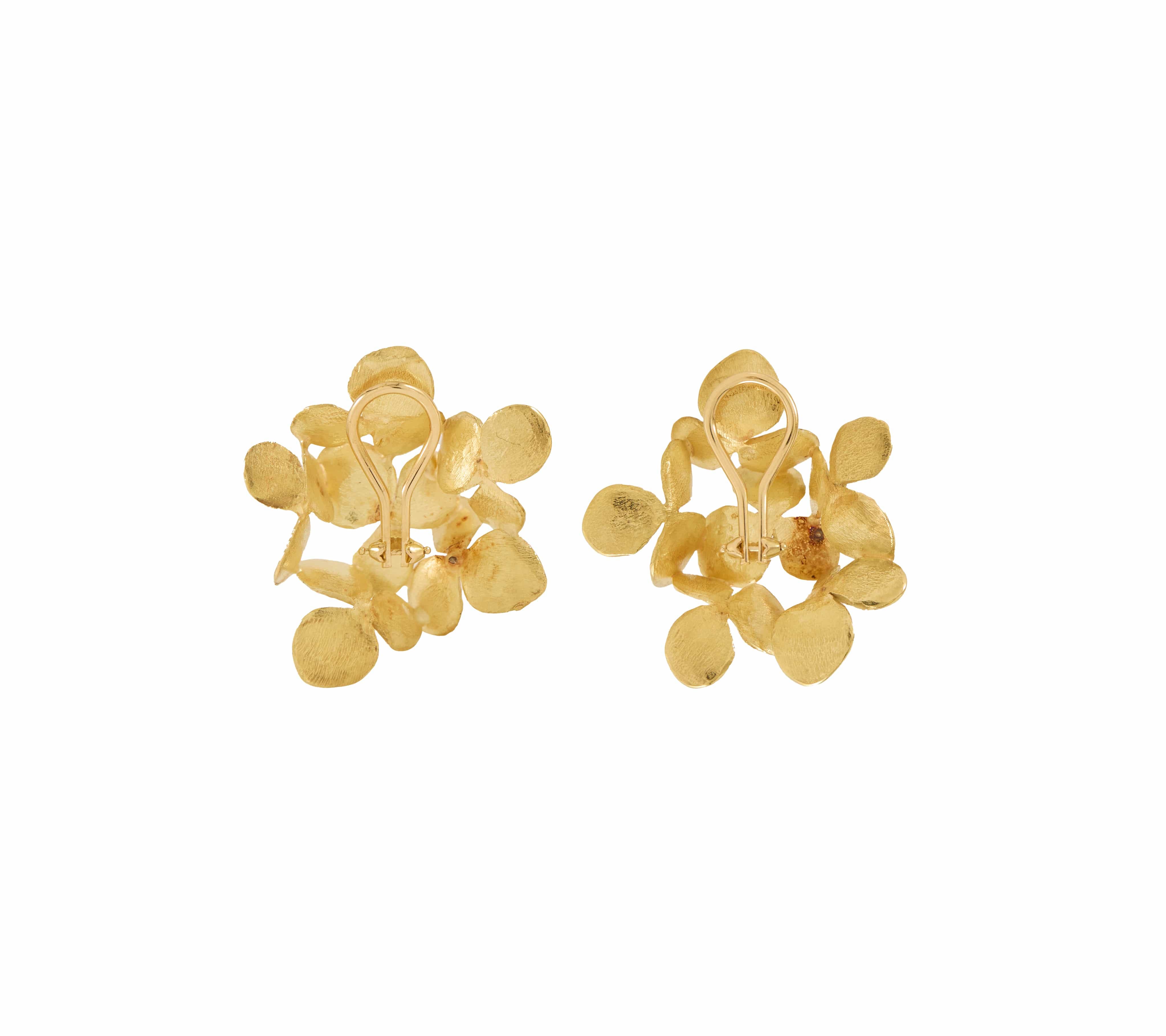 John Iversen Six Part Large Hydrangea Clip On Earrings in 18K
