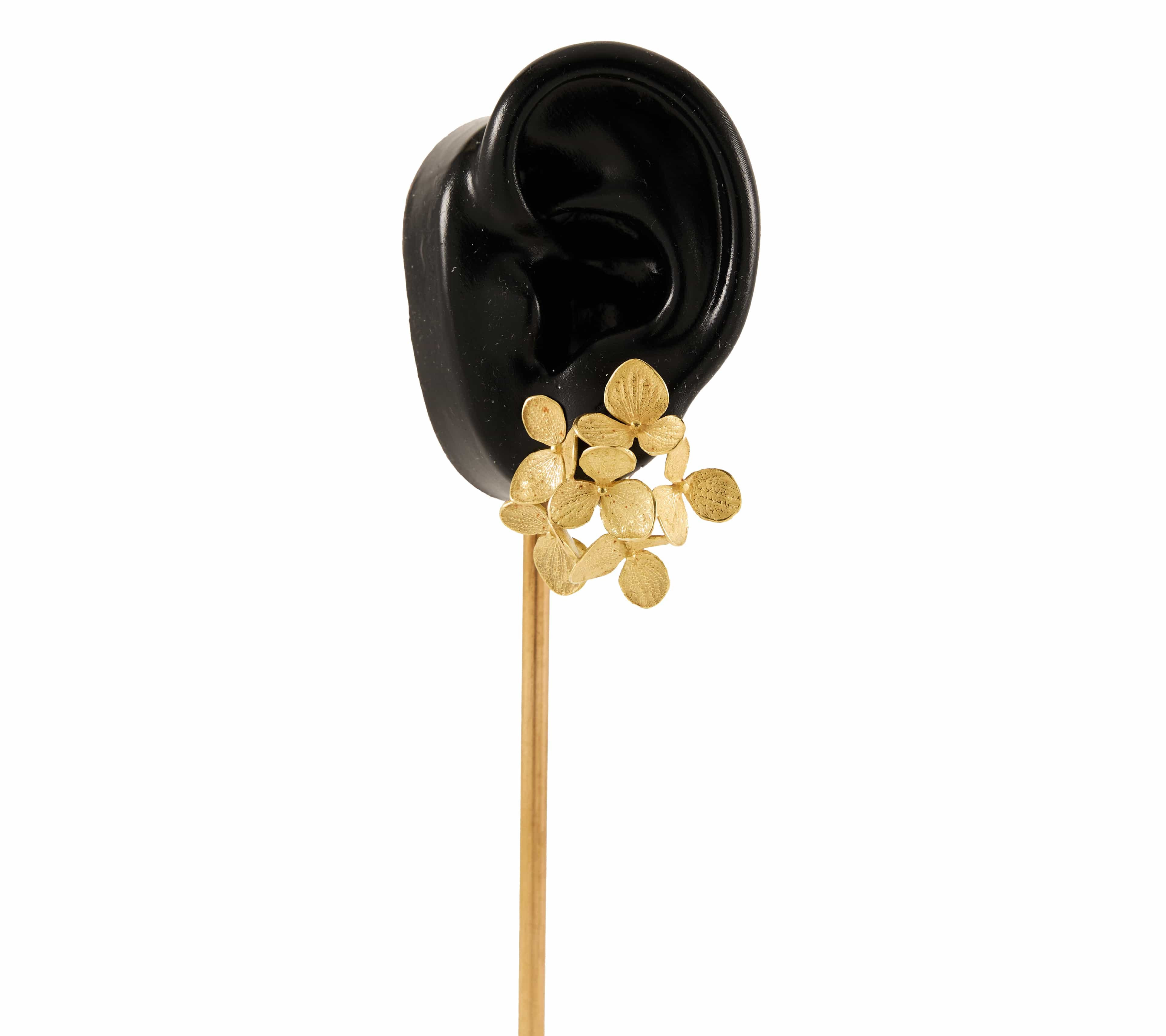 John Iversen Six Part Large Hydrangea Clip On Earrings in 18K