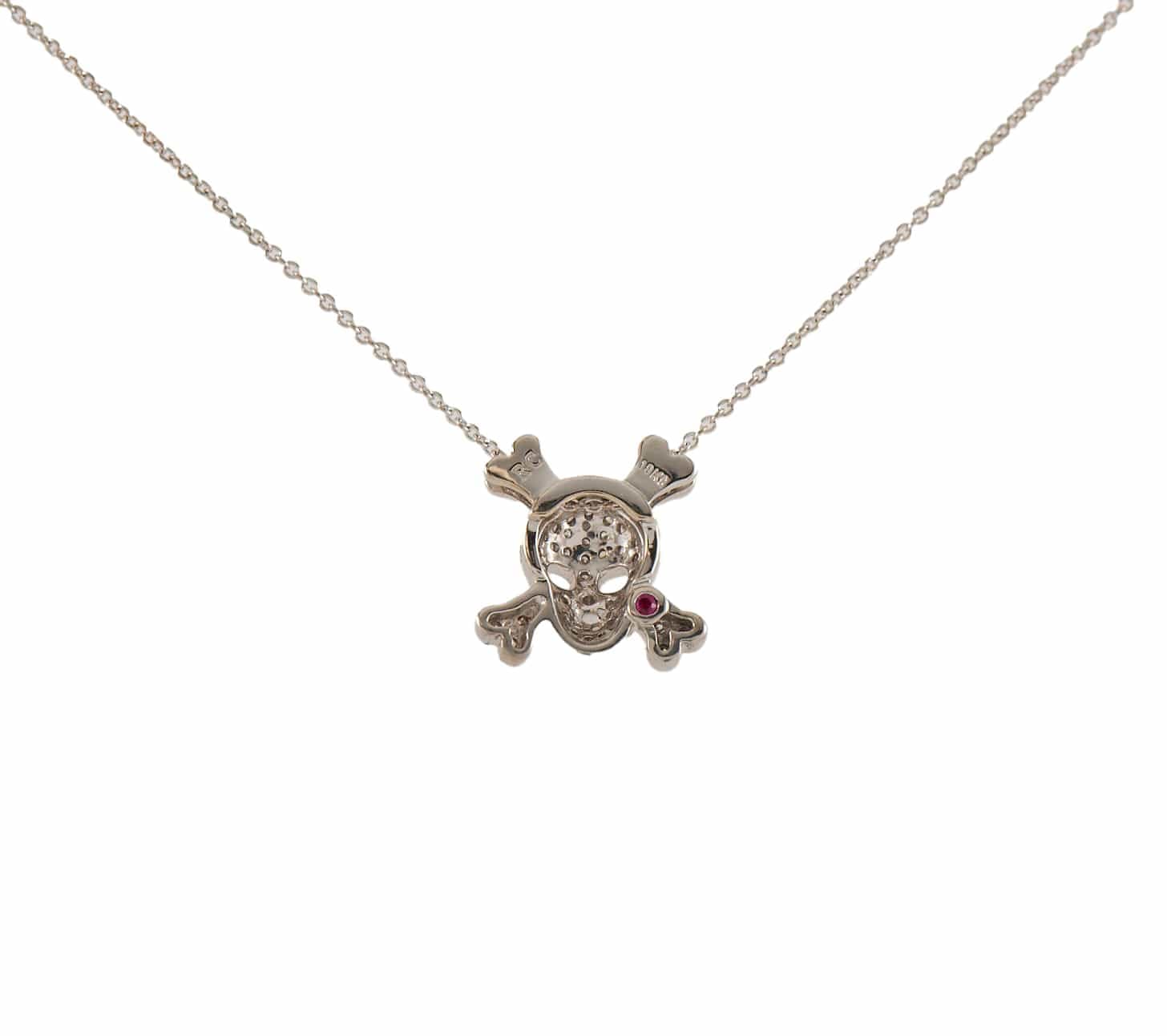 Roberto Coin 0.20ctw Diamond Skull and Crossbones Pendant Necklace in 18K