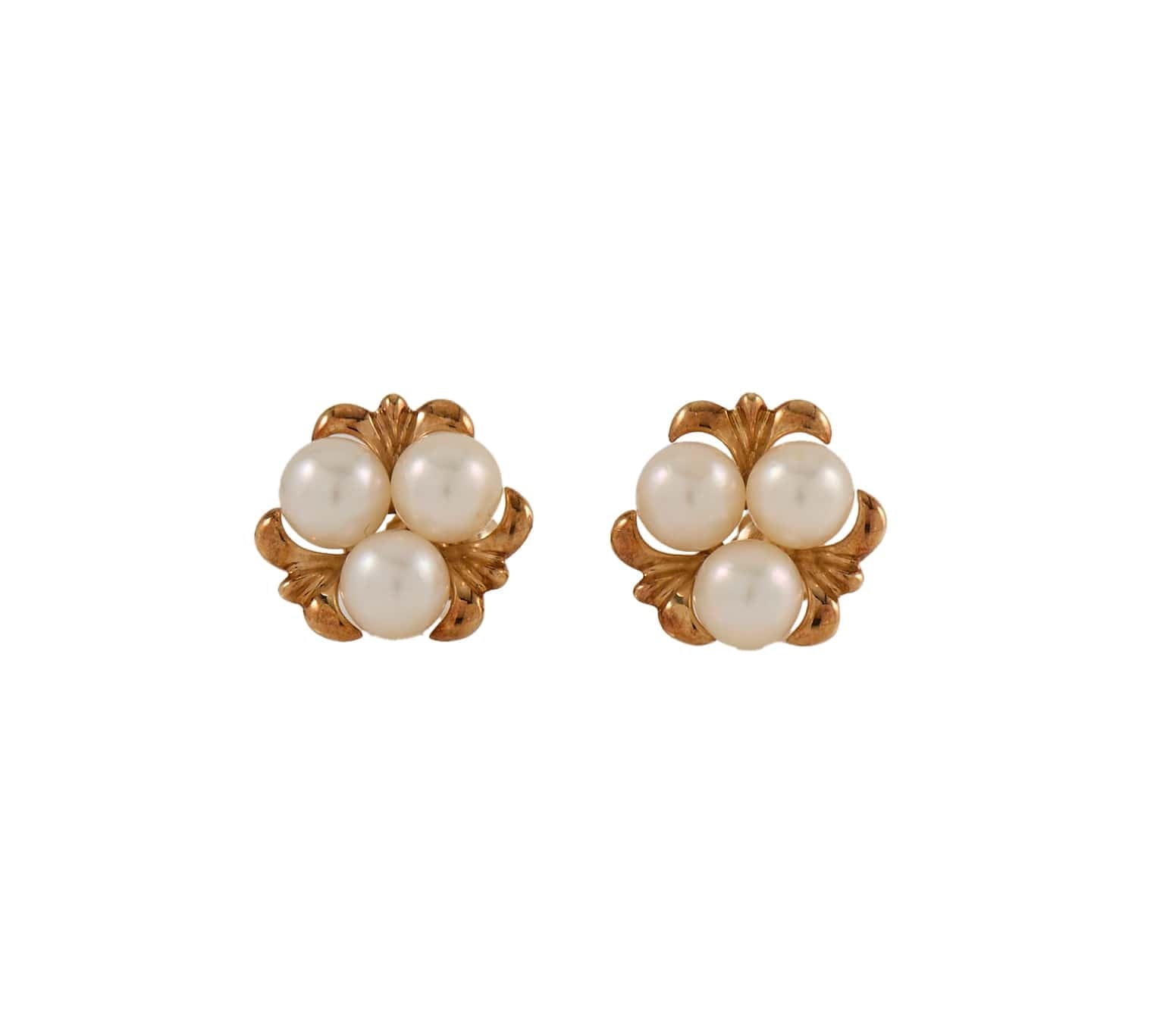 Blue Lagoon by Mikimoto Triple Pearl Cluster Stud Earrings in 14K