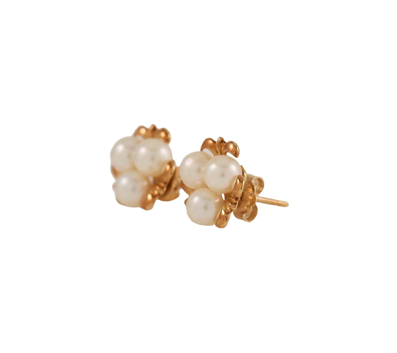 Blue Lagoon by Mikimoto Triple Pearl Cluster Stud Earrings in 14K