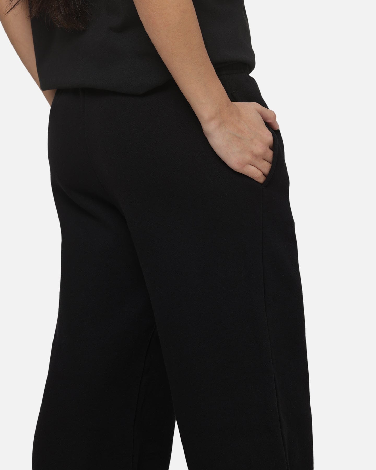 Nike Women's Studio Fleece Medium Weight Mid-Rise Wide-Leg Pants Black