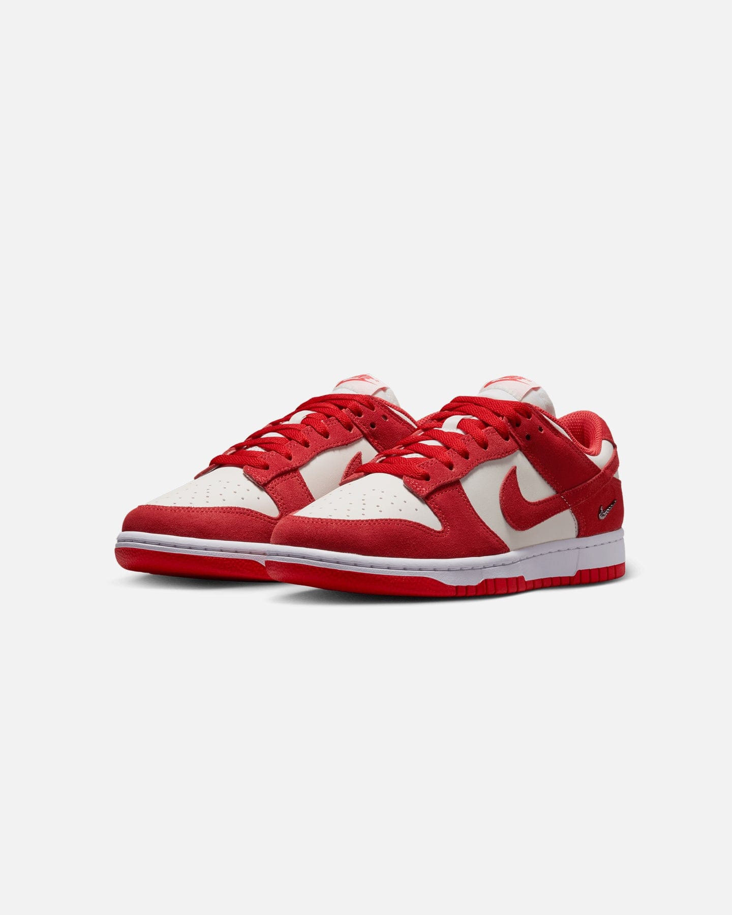 Nike Women's Dunk Low Suede Sail/Lt Crimson-White-Metallic Silver
