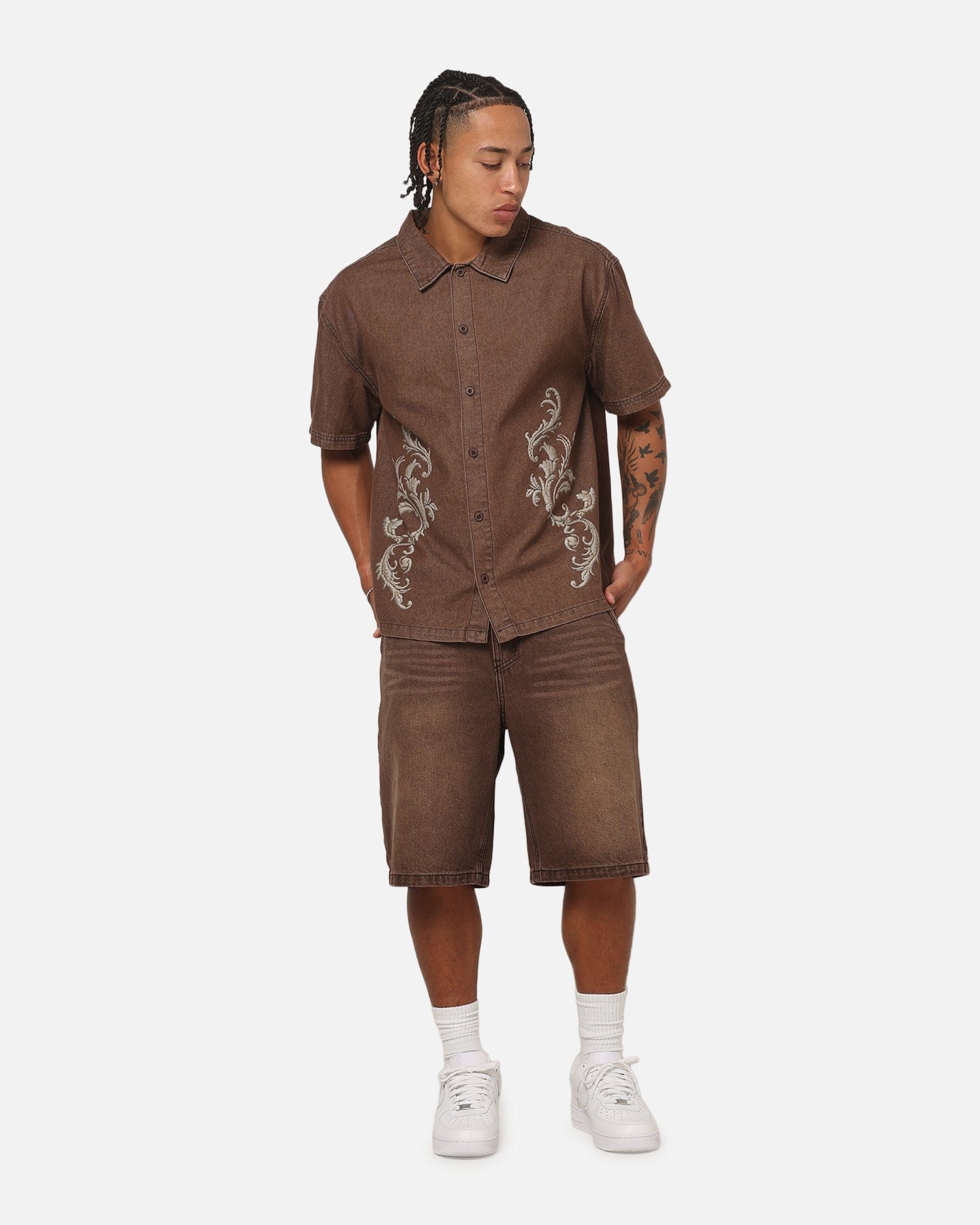 Saint Morta Baroque Button Up Shirt Dark Earth