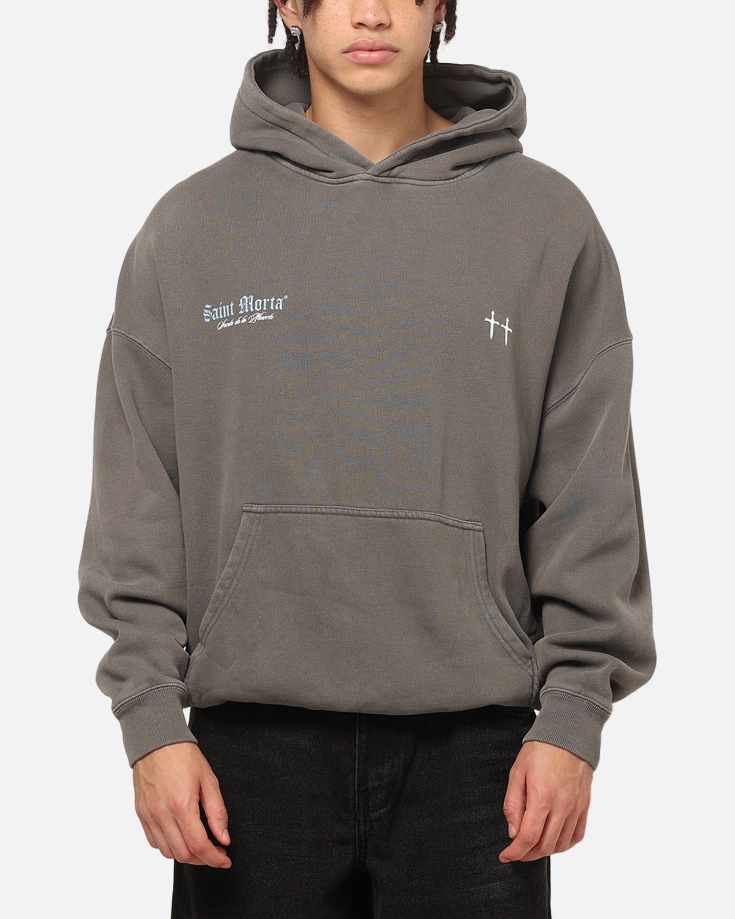 Saint Morta La Muerte Boxy Hoodie Washed Charcoal
