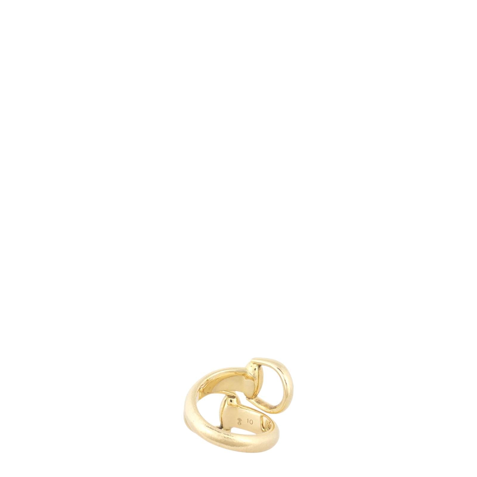 Gucci Horsebit Bypass 18k Yellow Gold Ring