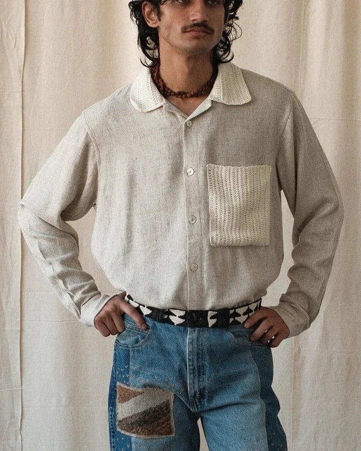 Kartik Research Crochet Collar Shirt