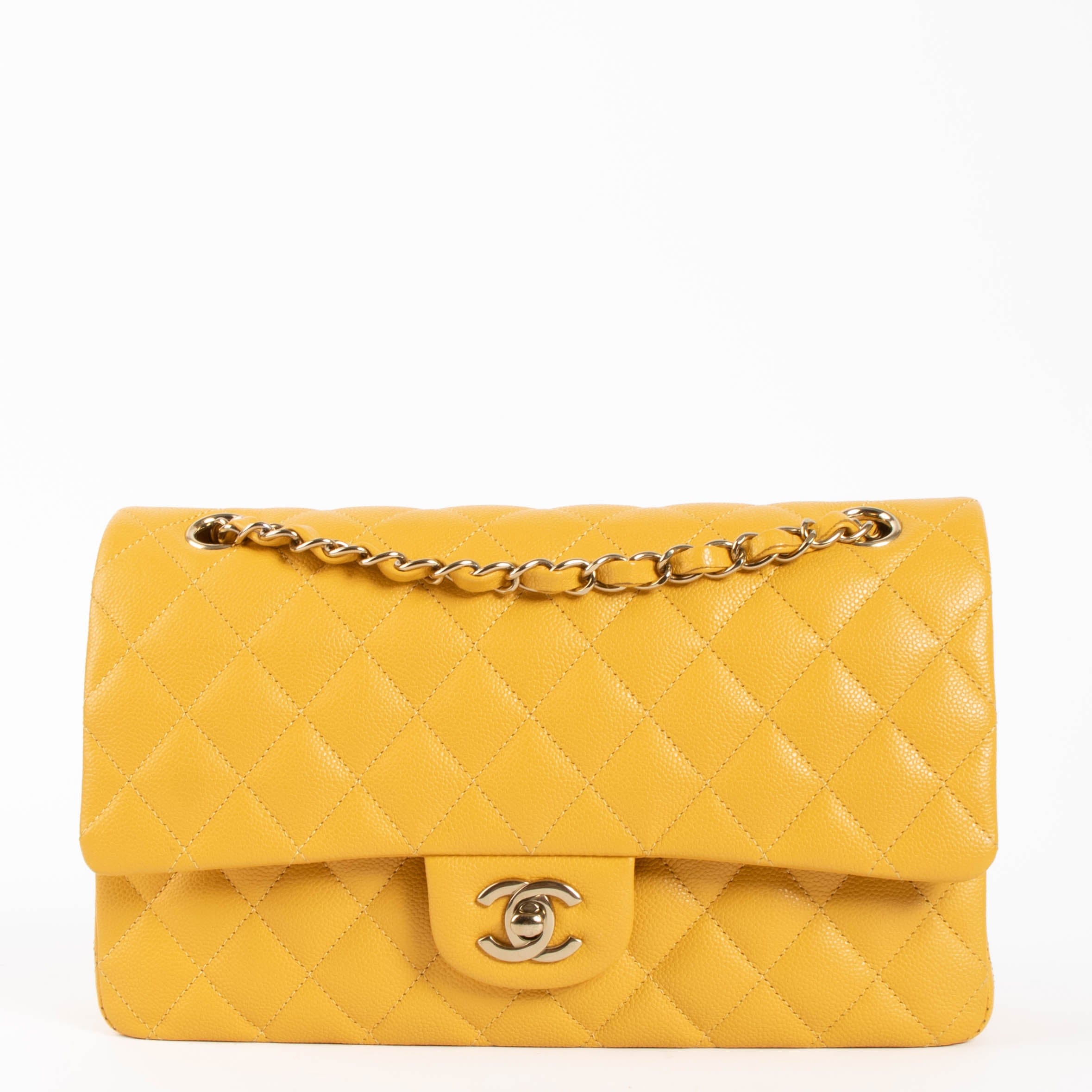 Chanel Mustard Yellow Caviar Medium Classic 11.12 Handbag