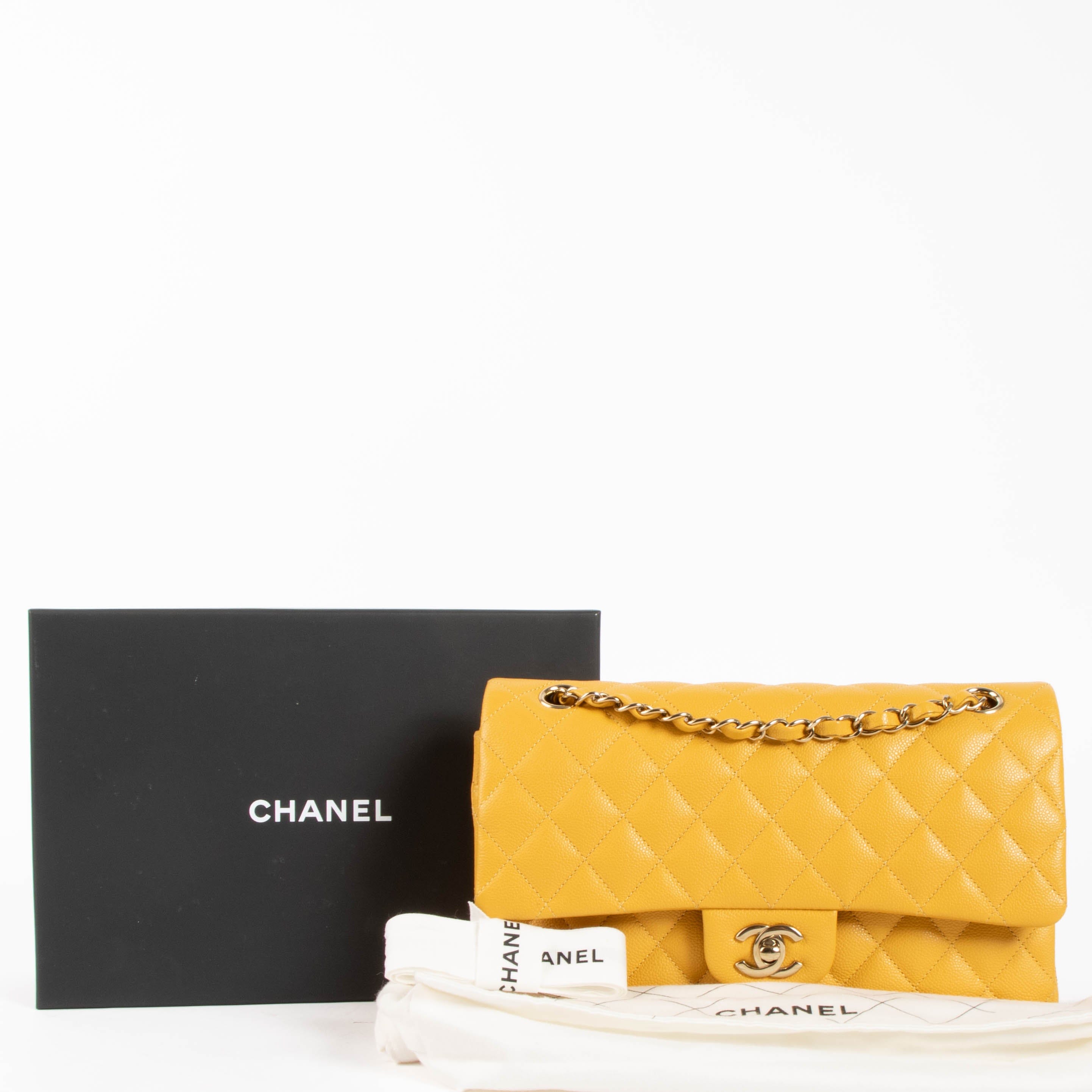 Chanel Mustard Yellow Caviar Medium Classic 11.12 Handbag
