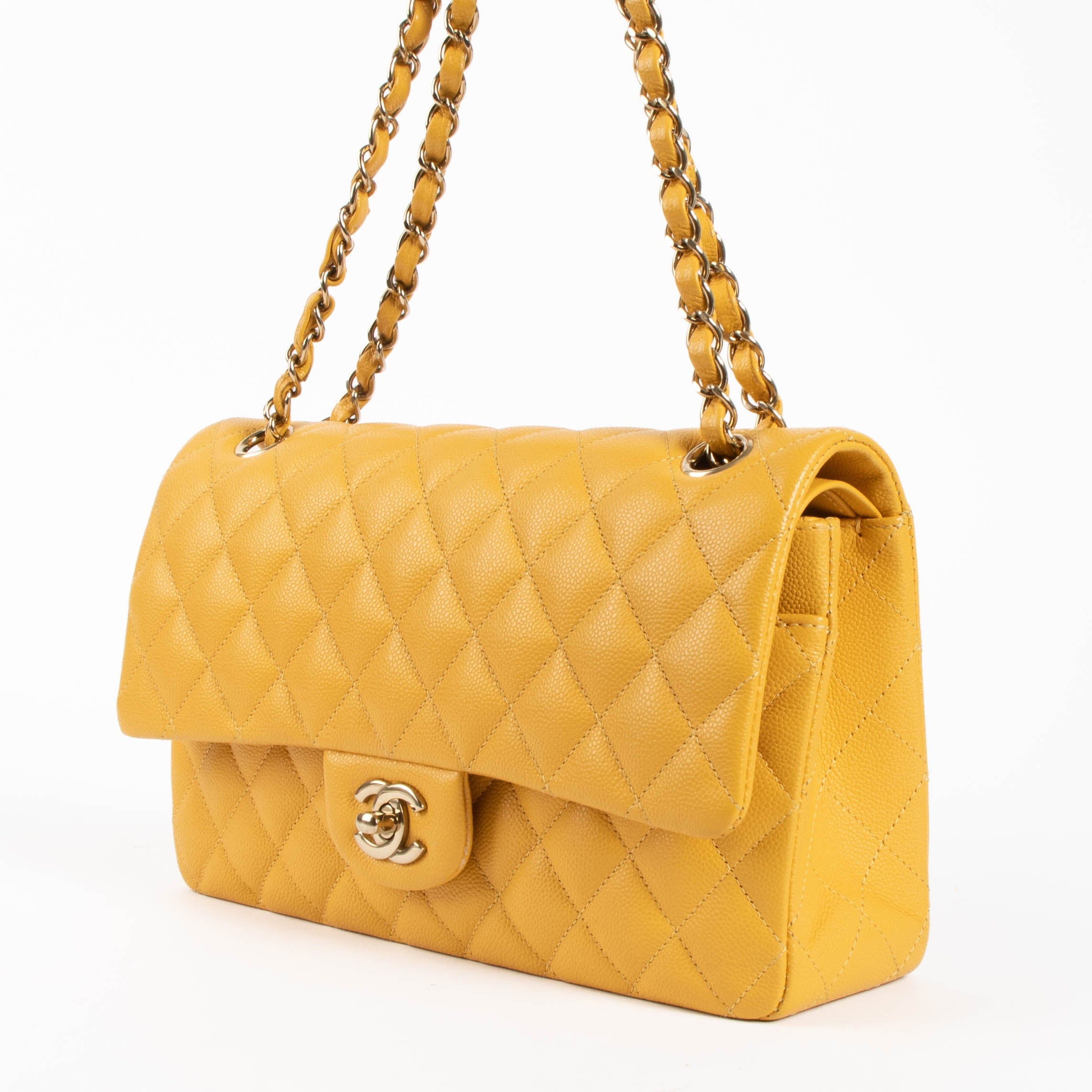 Chanel Mustard Yellow Caviar Medium Classic 11.12 Handbag