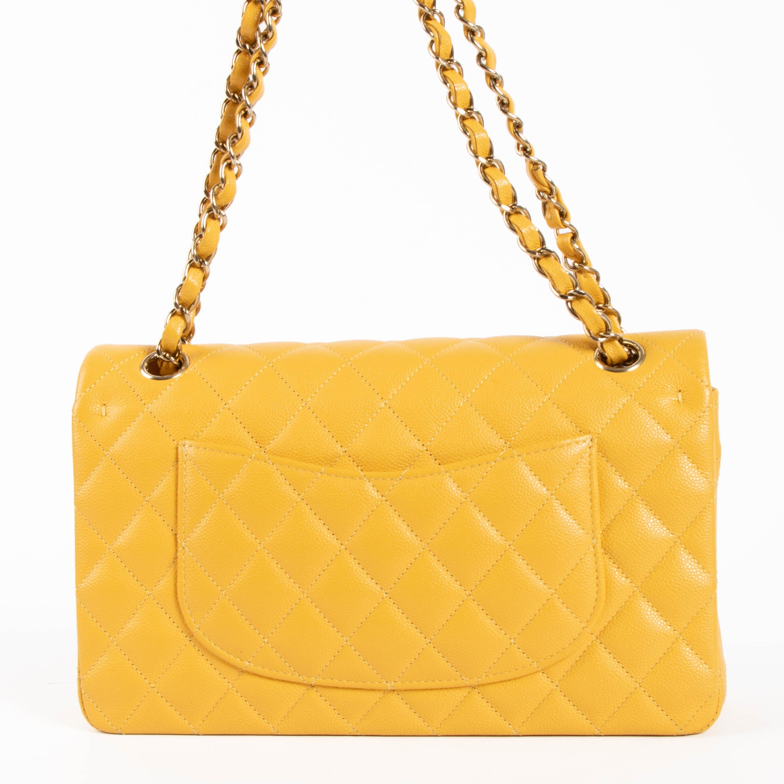 Chanel Mustard Yellow Caviar Medium Classic 11.12 Handbag