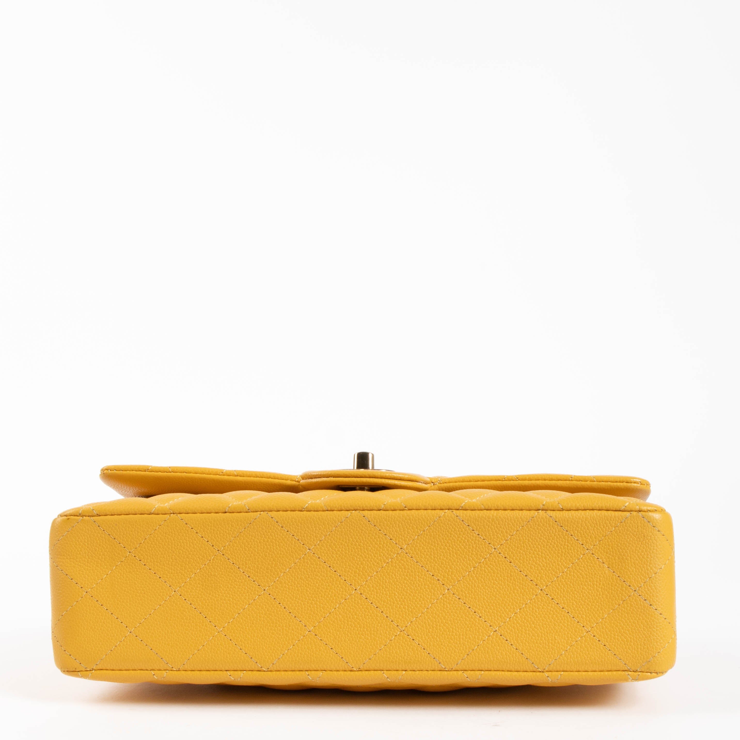 Chanel Mustard Yellow Caviar Medium Classic 11.12 Handbag
