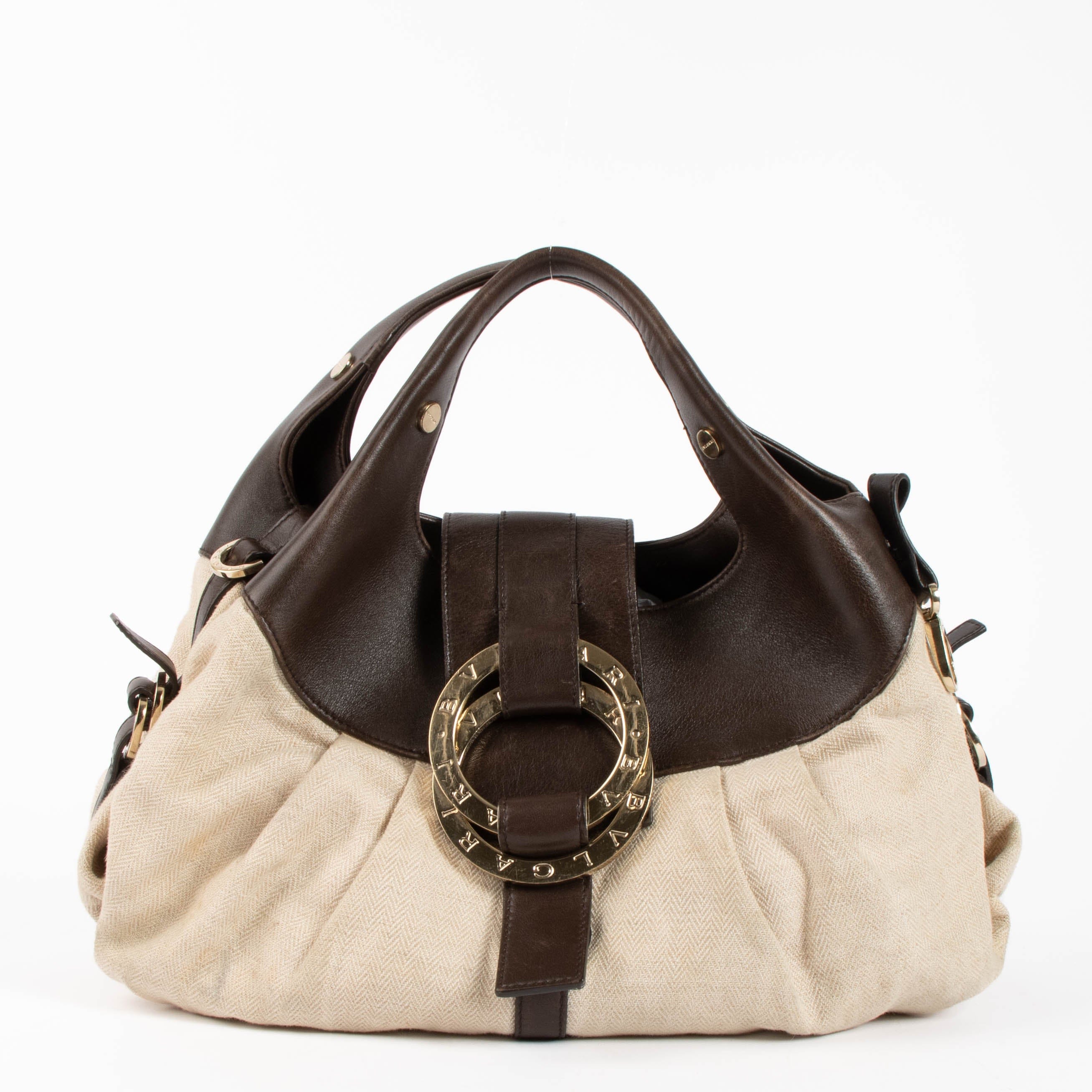 Bulgari Beige Canvas Chandra Handbag