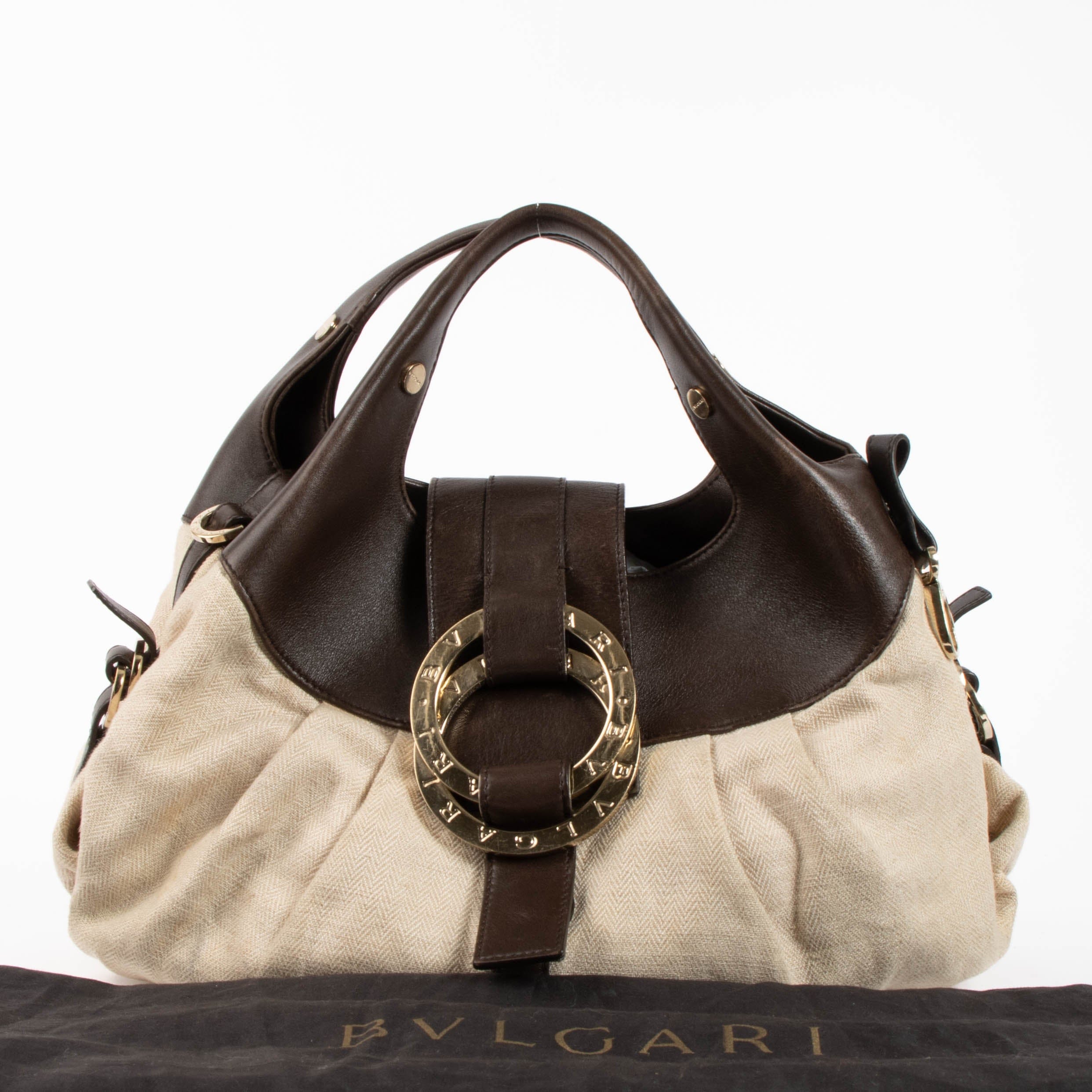Bulgari Beige Canvas Chandra Handbag