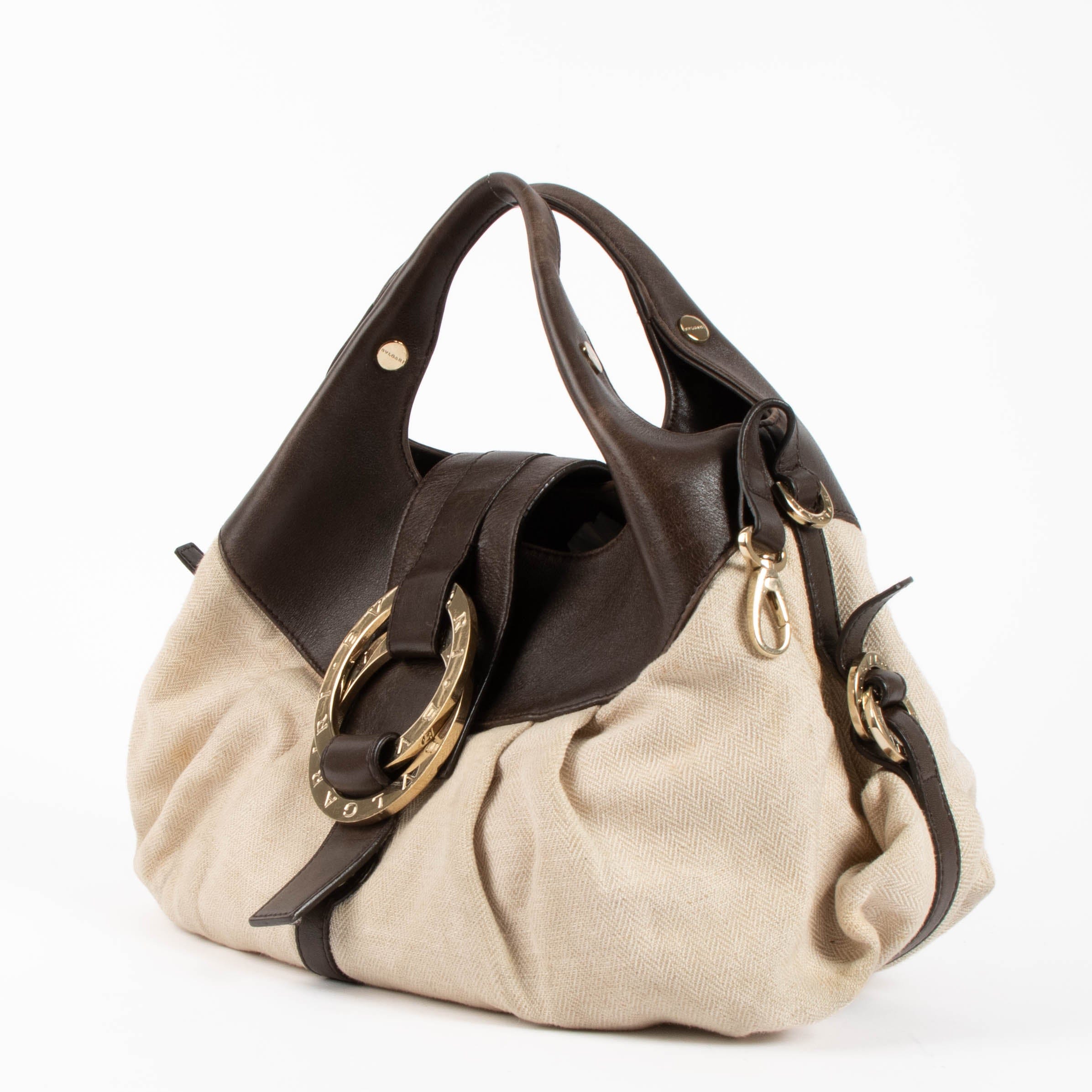 Bulgari Beige Canvas Chandra Handbag