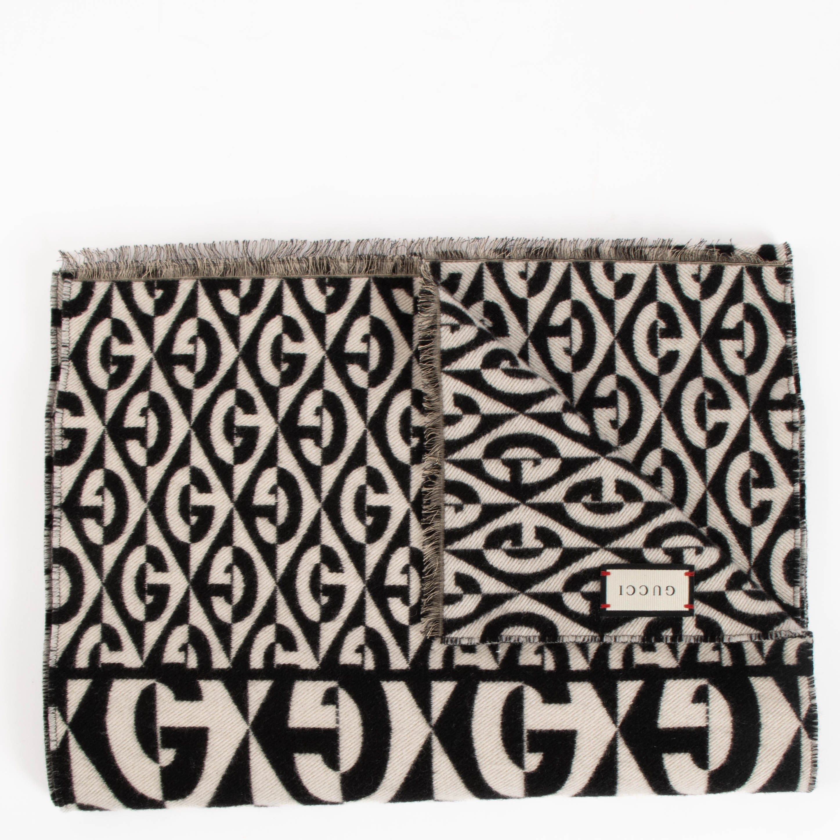 Gucci G Rhombus Jacquard Wool Scarf
