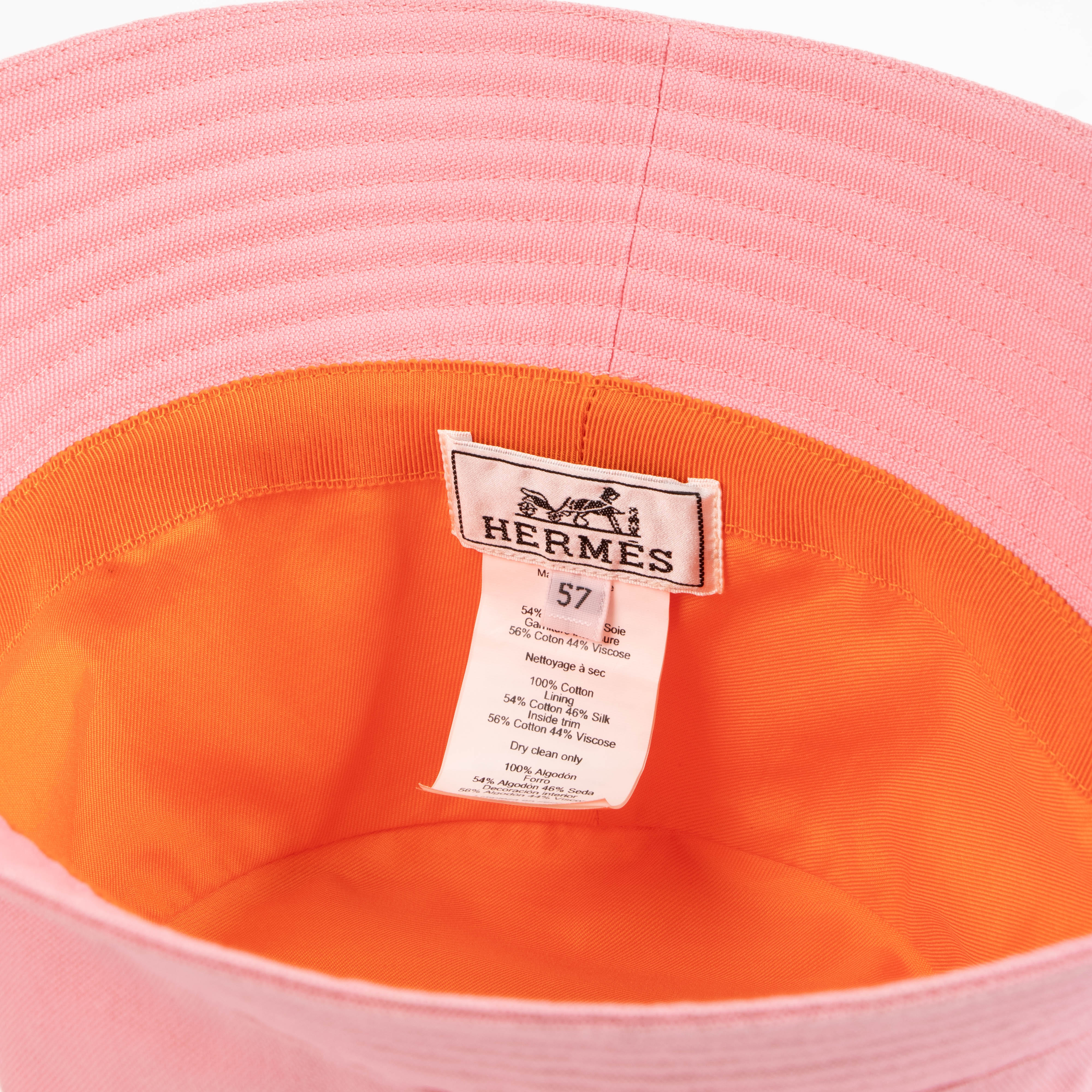 Hermes Pink Cotton Bucket Hat
