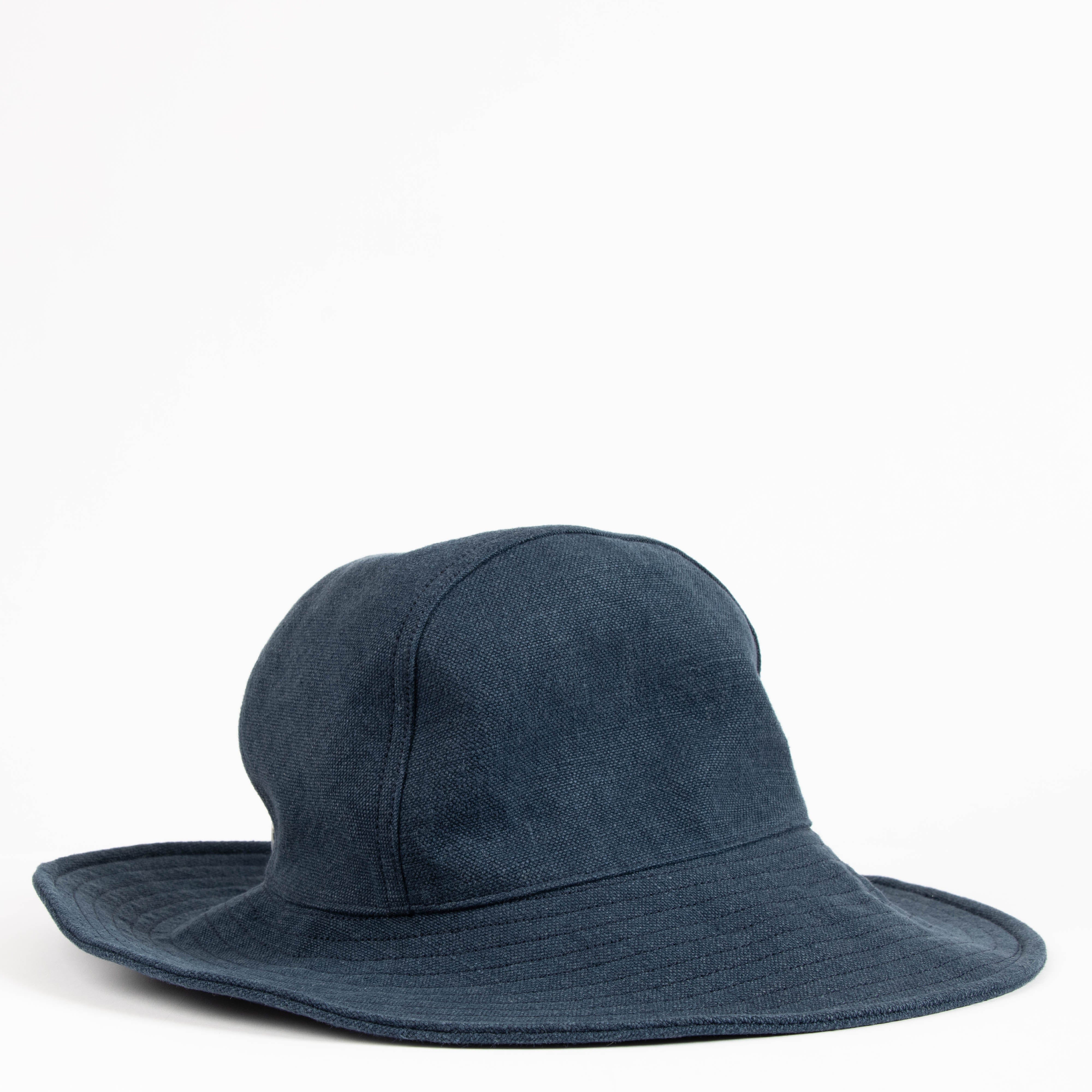 Hermes Dark Petrol Stonewashed Linen Hat